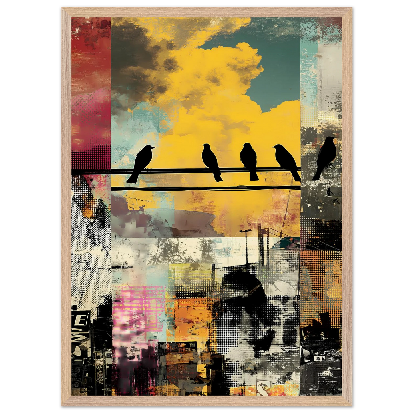 Perchoir Urbain — tableau encadre bois — vue 13 — art mural STNCL