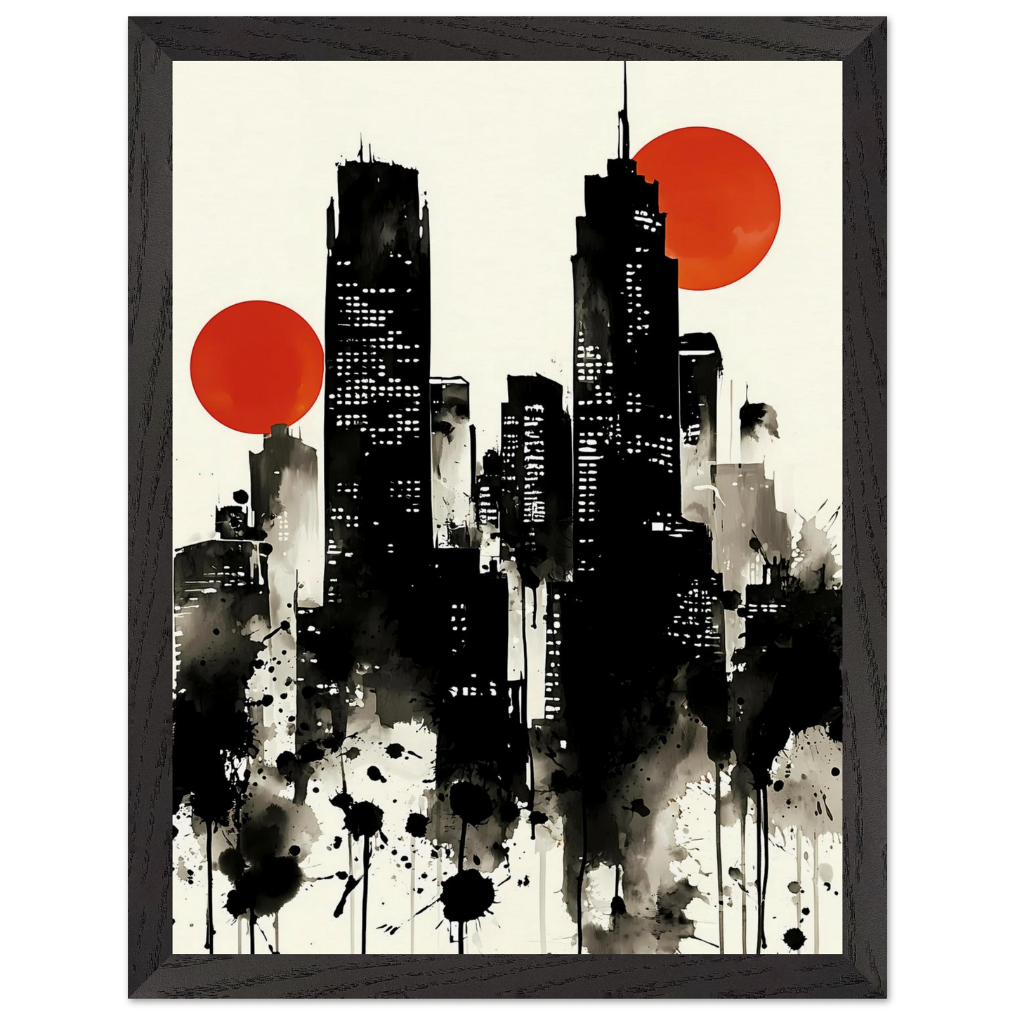 Ville d'Encre — tableau encadre bois — vue 4 — art mural STNCL