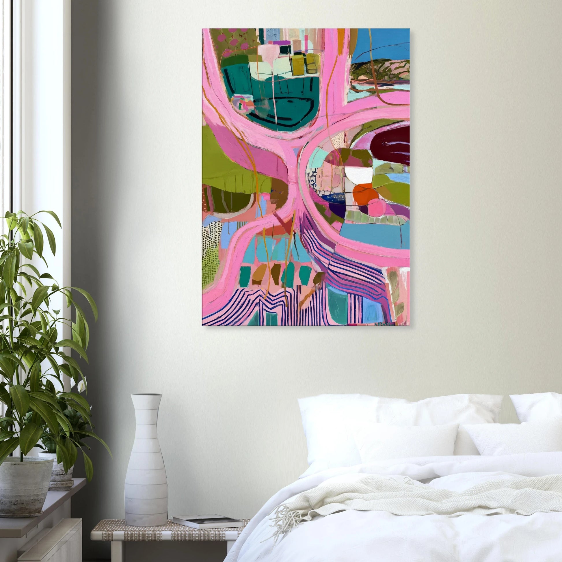 Méandres Roses — tableau sur toile — vue 7 — art mural STNCL