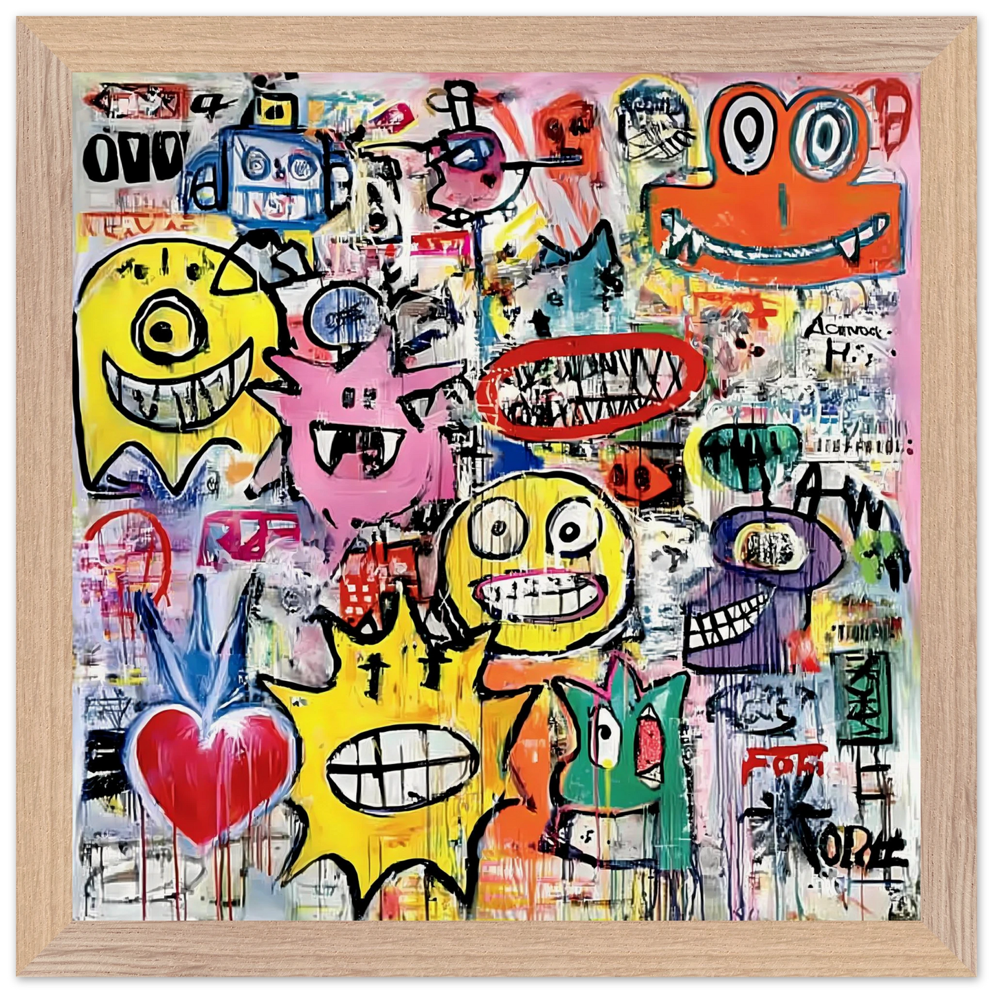 Le Mur aux Monstres — tableau encadré bois — vue 7 — art mural STNCL