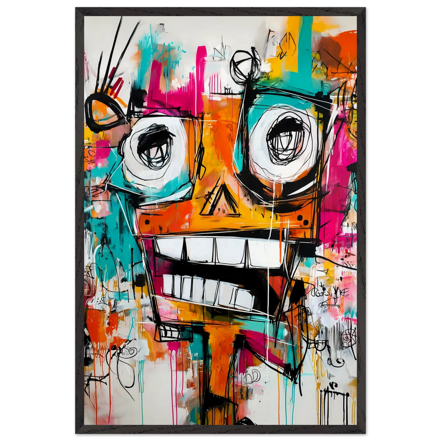 Face à Grands Yeux — tableau encadre bois — vue 2 — art mural STNCL