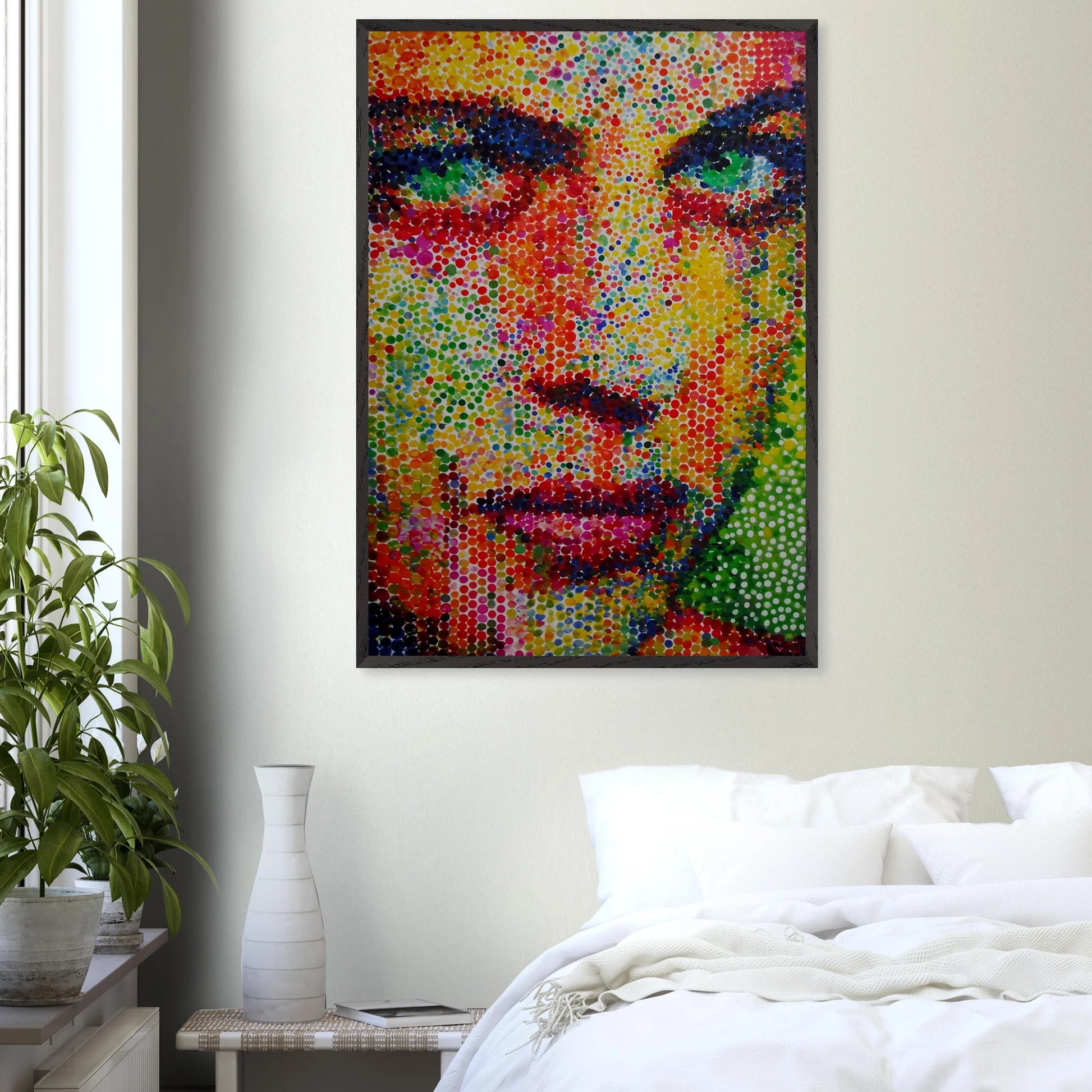 Le Visage en Points — tableau encadré bois — vue 17 — art mural STNCL