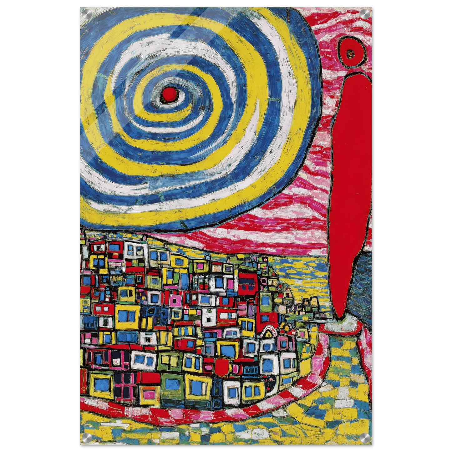 La Spirale et les Maisons — tableau plexiglas — vue 5 — art mural STNCL