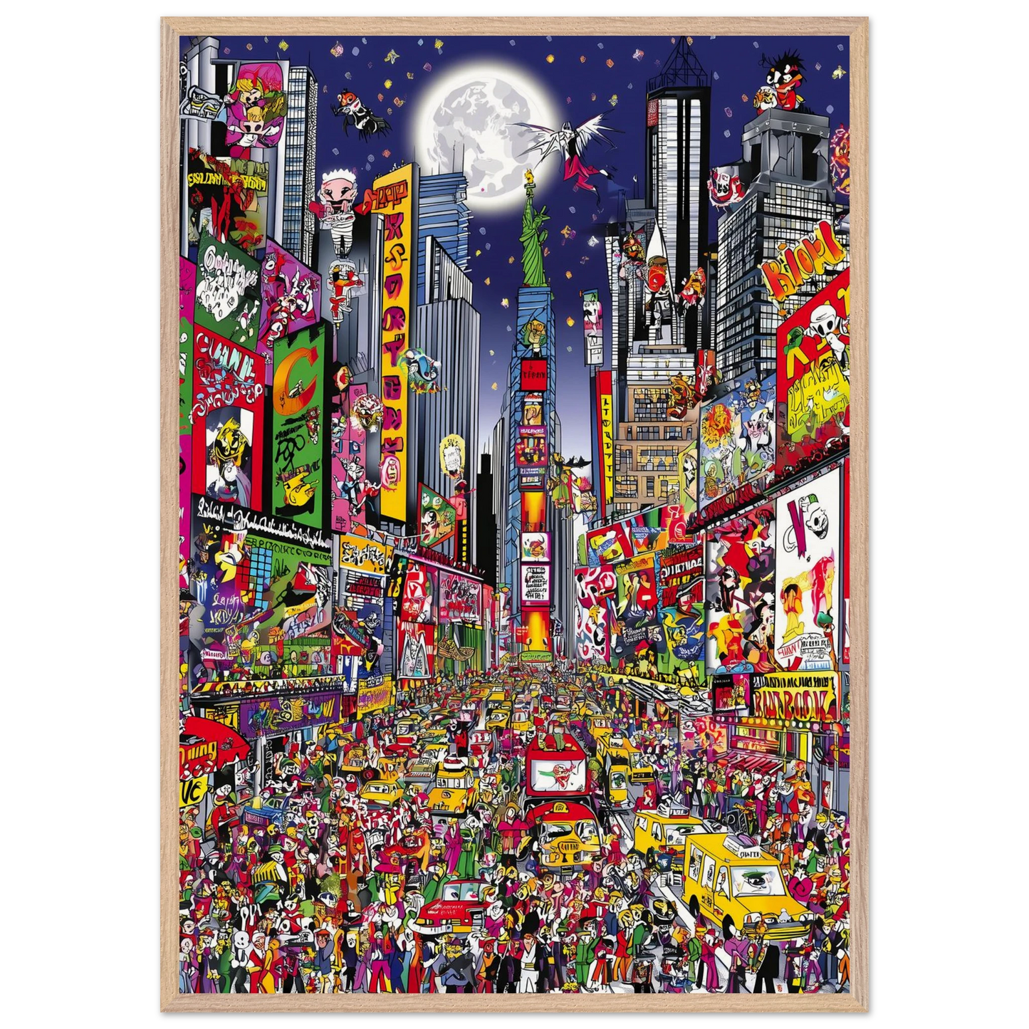 Times Square en Fête — tableau encadre bois — vue 6 — art mural STNCL
