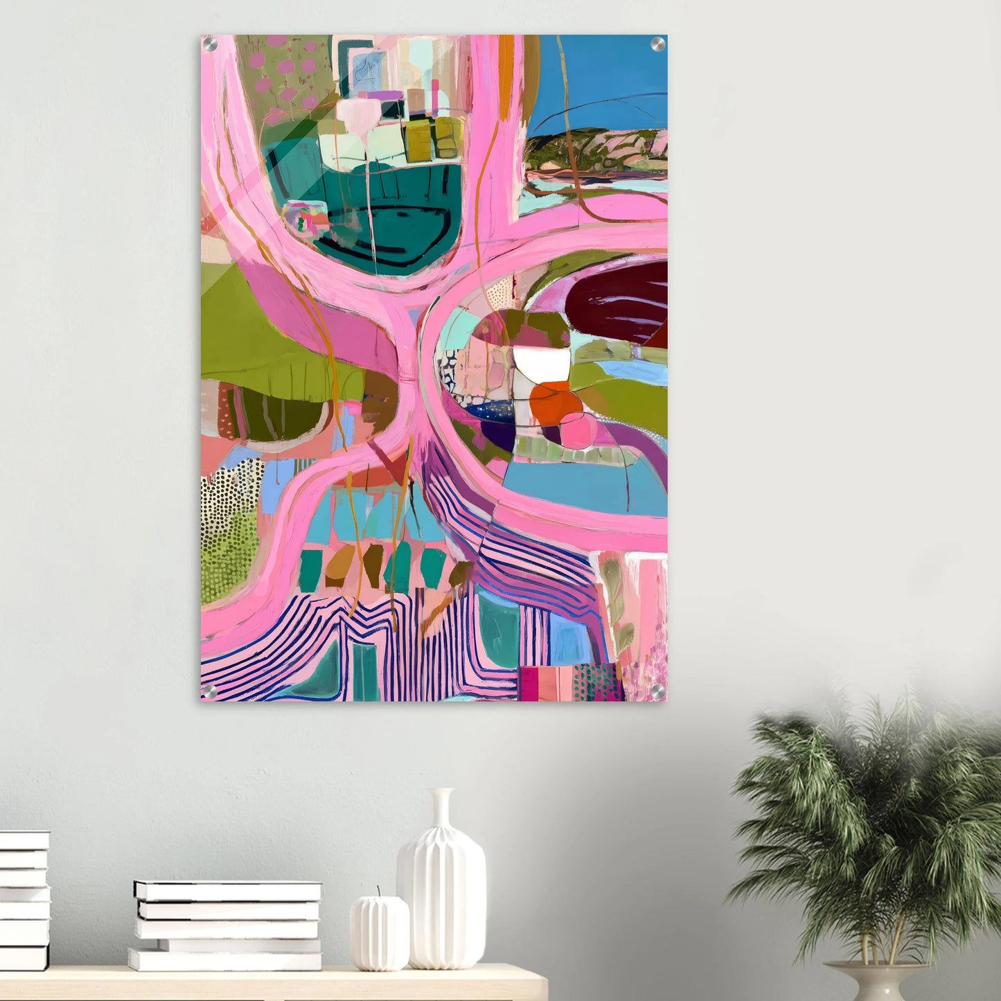 Méandres Roses — tableau plexiglas — vue 6 — art mural STNCL