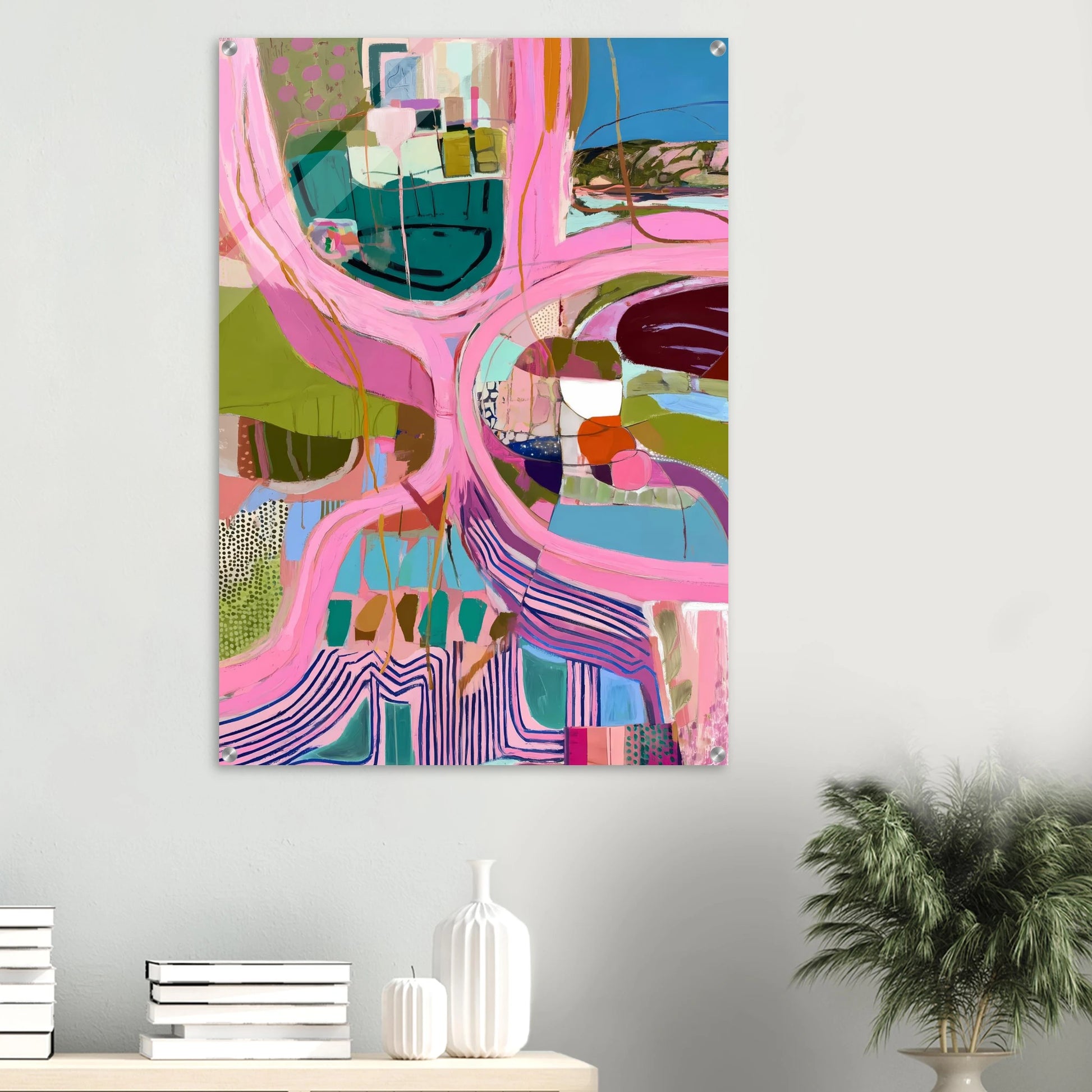 Méandres Roses — tableau plexiglas — vue 6 — art mural STNCL