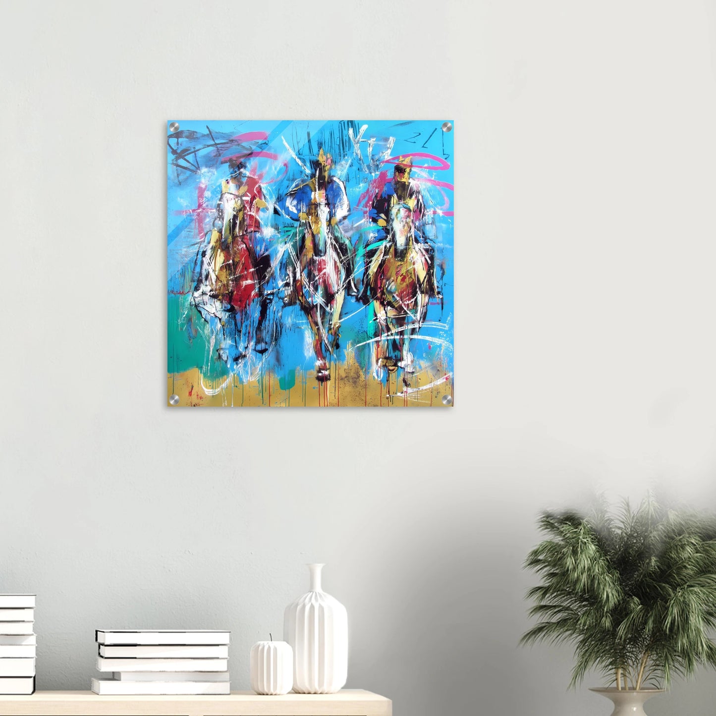 Trois Cavaliers — tableau plexiglas — vue 5 — art mural STNCL