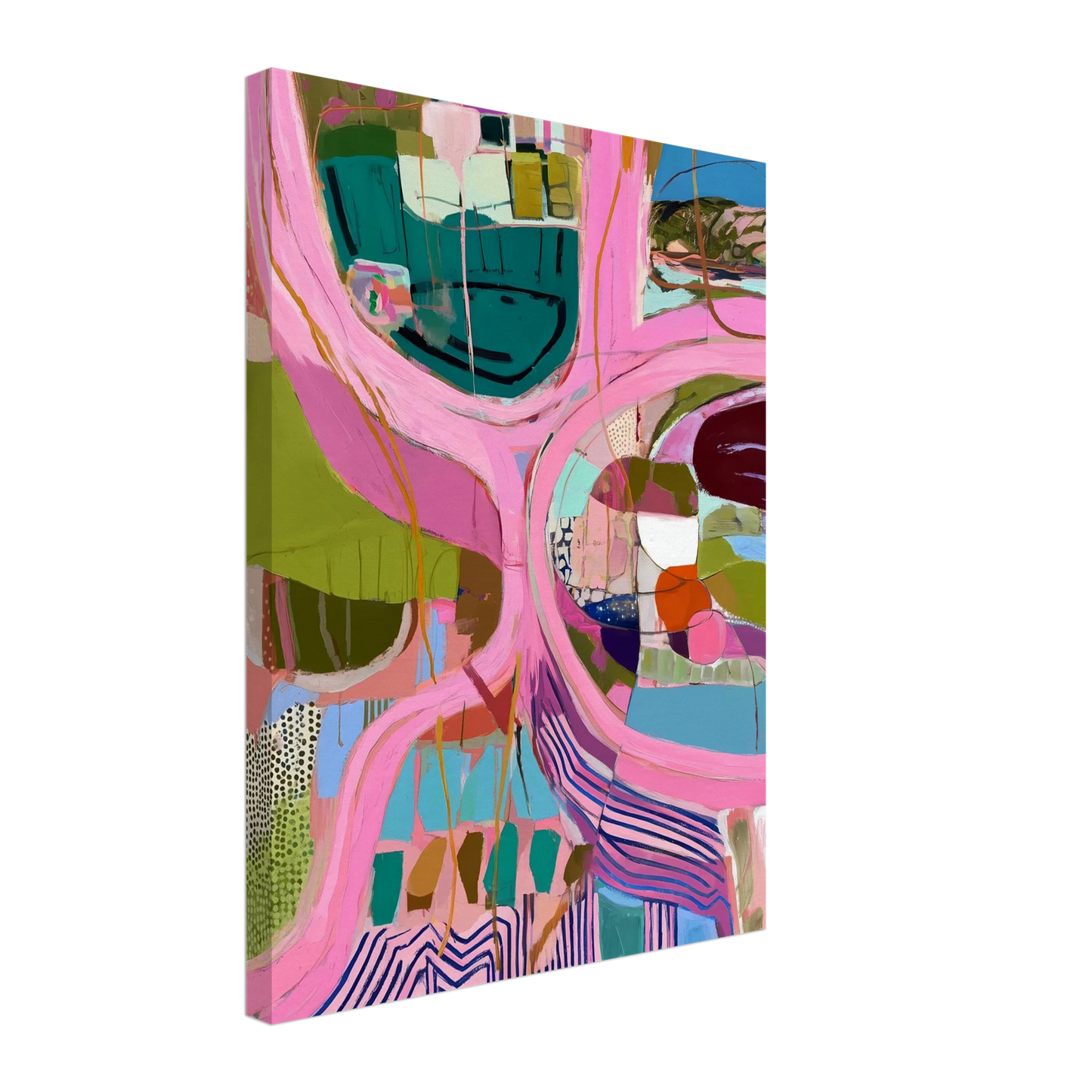 Méandres Roses — tableau sur toile — vue 5 — art mural STNCL