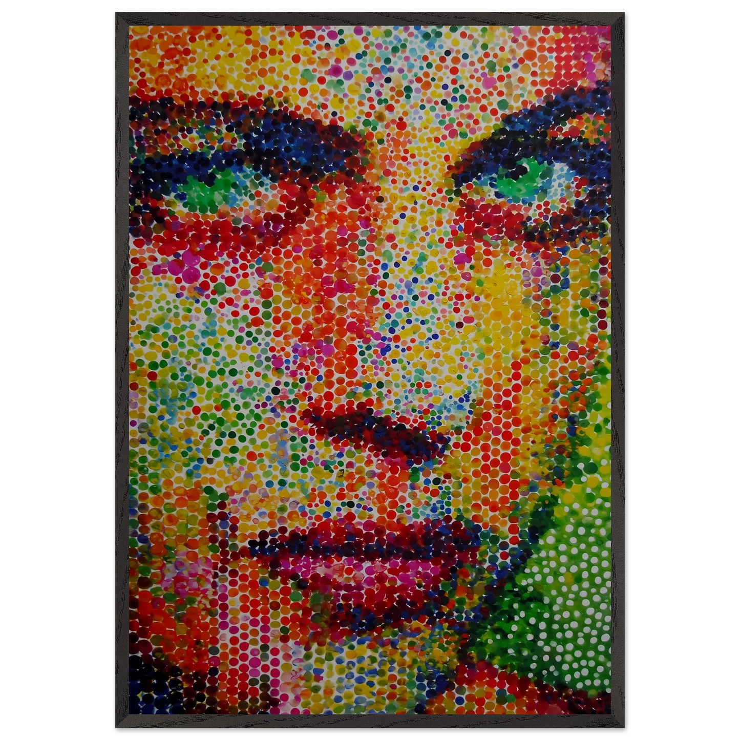 Le Visage en Points — tableau encadré bois — art mural STNCL