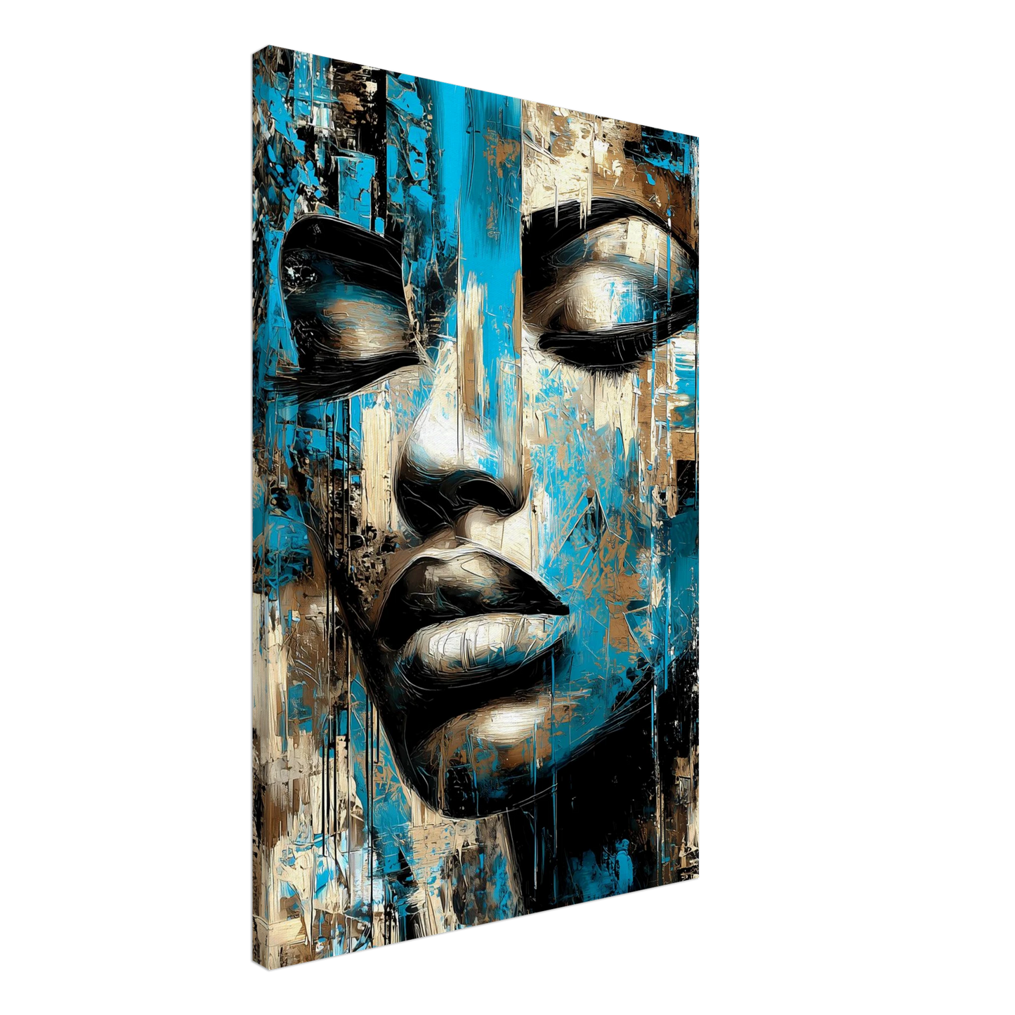 Bleu et Or — tableau sur toile — vue 2 — art mural STNCL