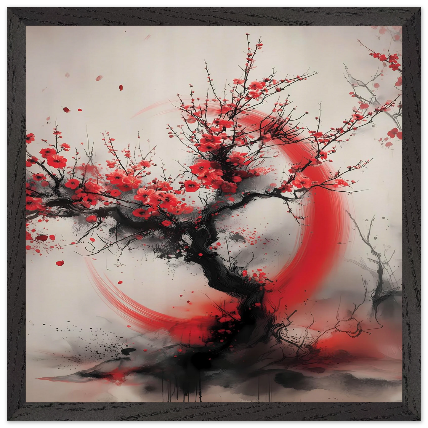 Enso et Prunier — tableau encadre bois — vue 6 — art mural STNCL