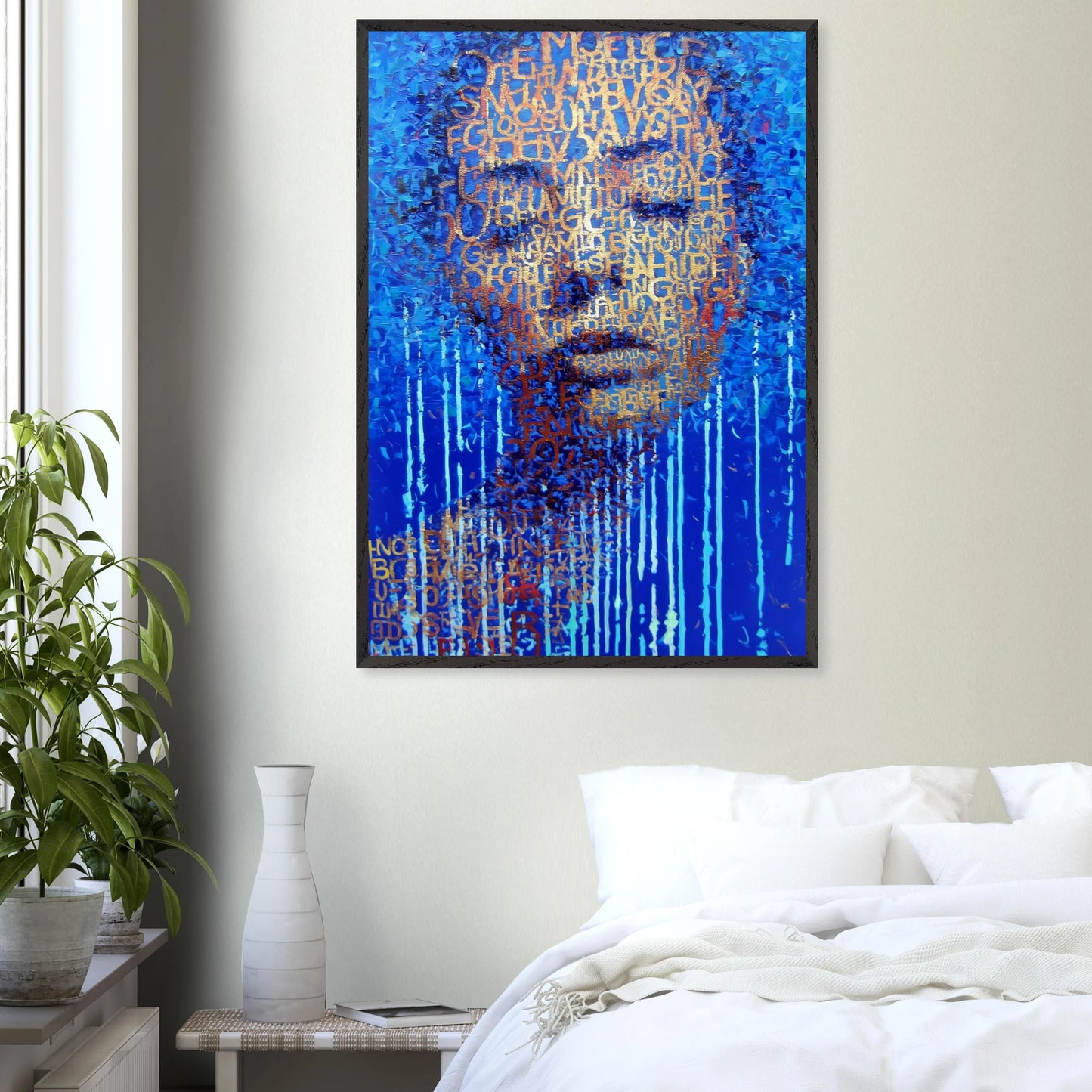 Visage de Lettres — tableau encadre bois — vue 17 — art mural STNCL