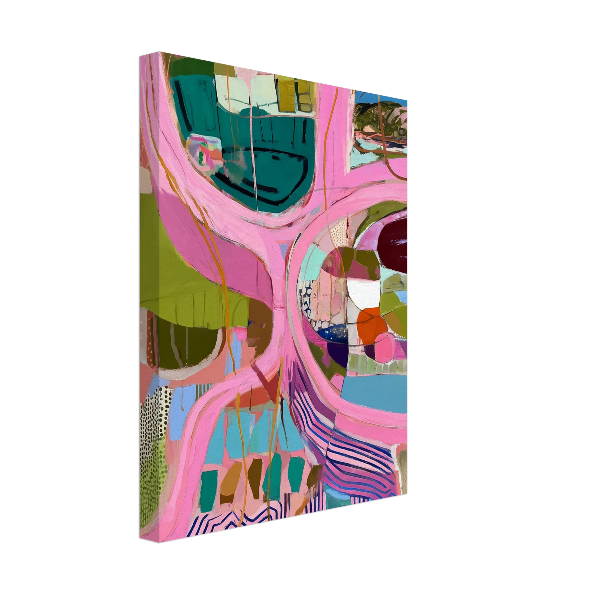Méandres Roses — tableau sur toile — vue 4 — art mural STNCL