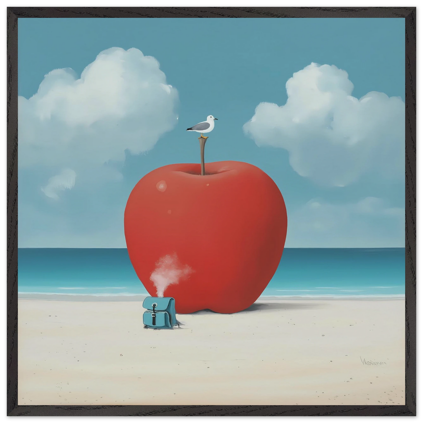Pomme sur la Plage — tableau encadre bois — art mural STNCL