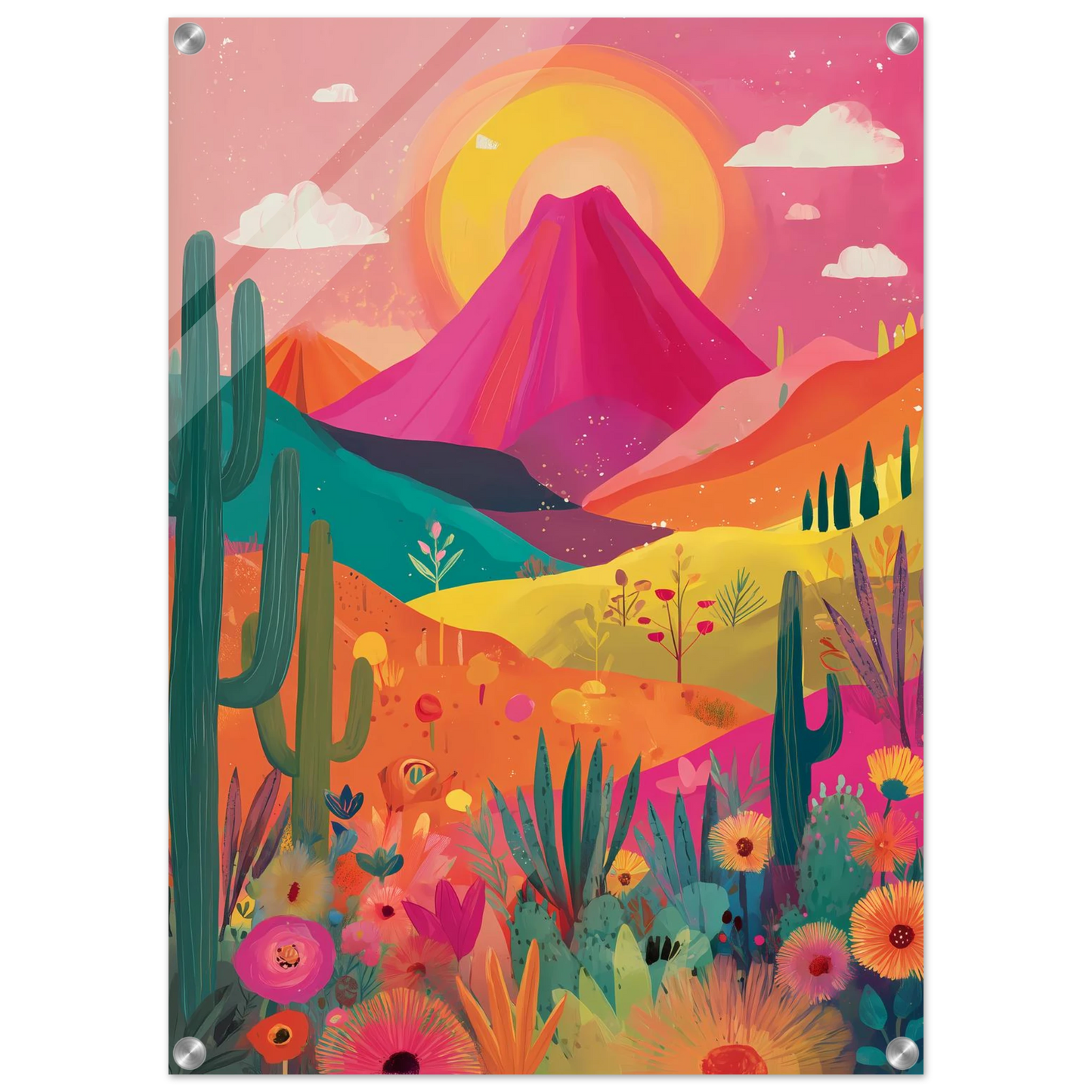 Volcan Fleuri — tableau plexiglas — vue 2 — art mural STNCL