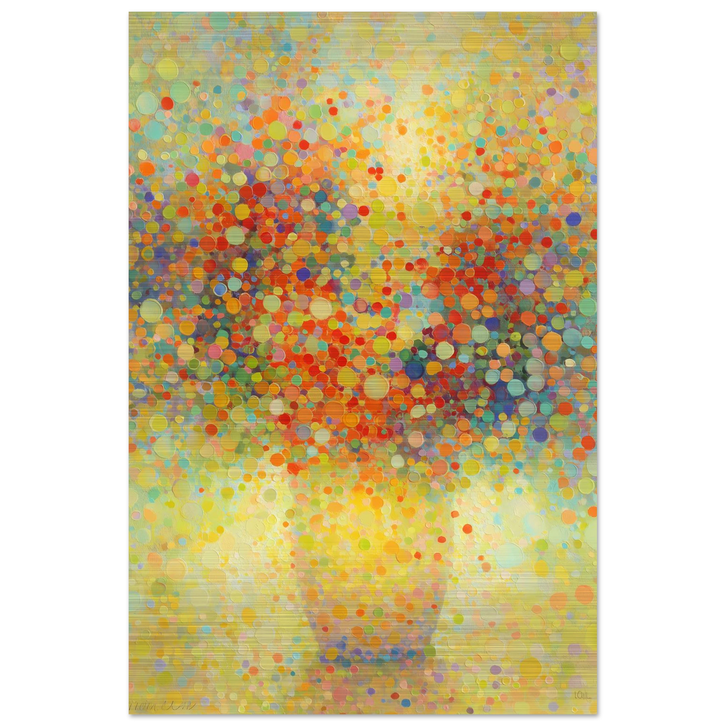 Floraison Pointilliste — tableau aluminium — vue 3 — art mural STNCL