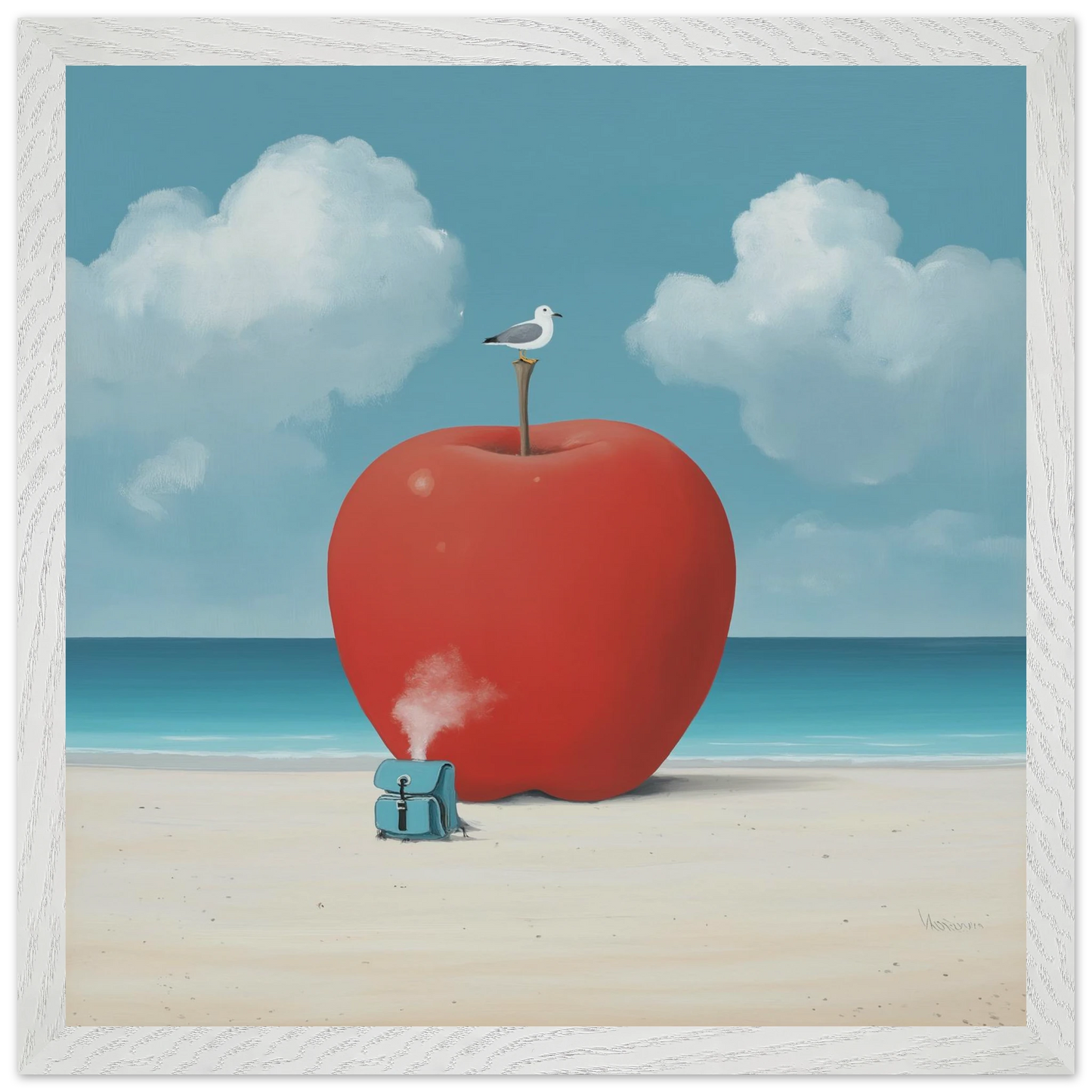 La Pomme et la Mouette — tableau encadré bois — vue 2 — art mural STNCL