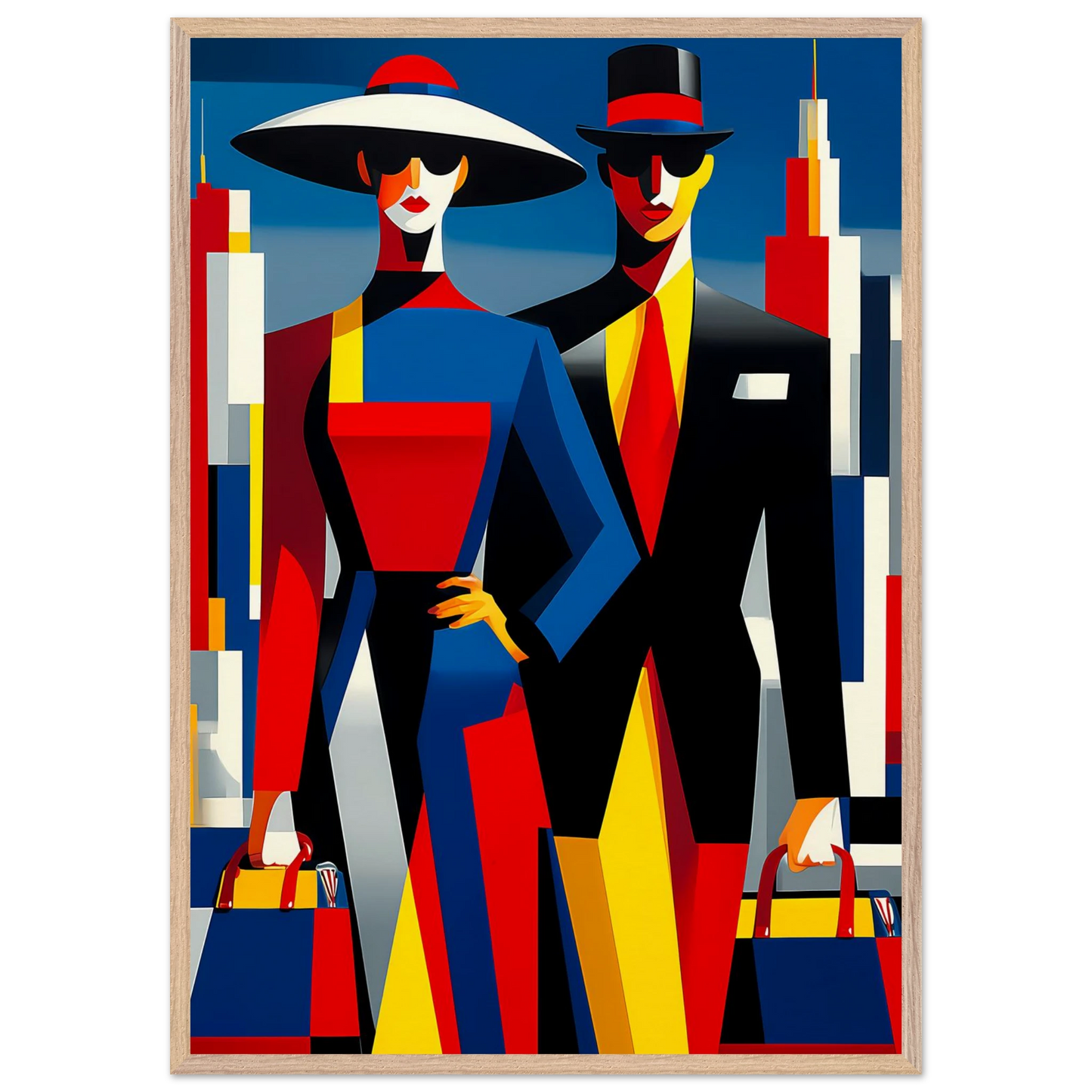 Le Couple en Ville — tableau encadré bois — vue 6 — art mural STNCL