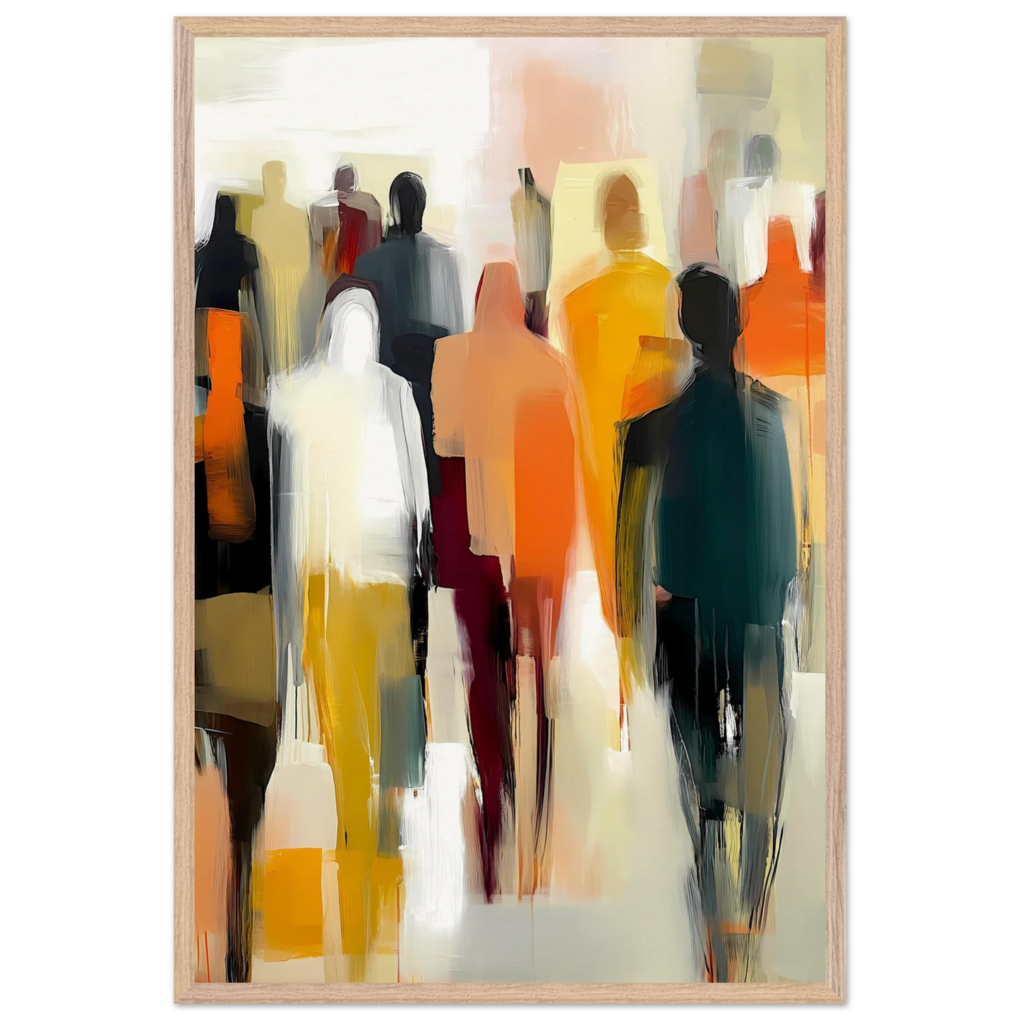 Foule Silencieuse — tableau encadré bois — vue 14 — art mural STNCL