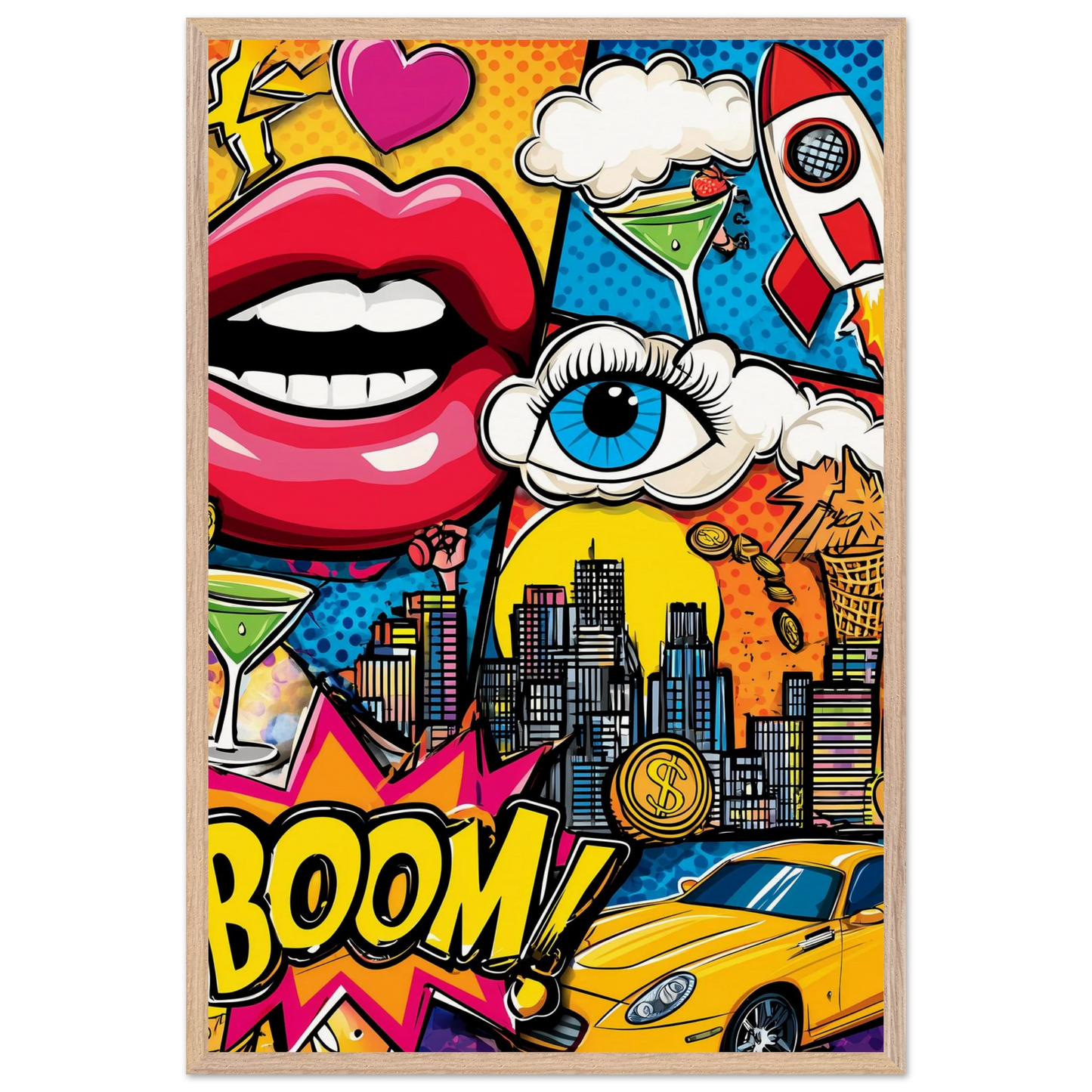 BOOM Pop Art — tableau encadre bois — vue 14 — art mural STNCL