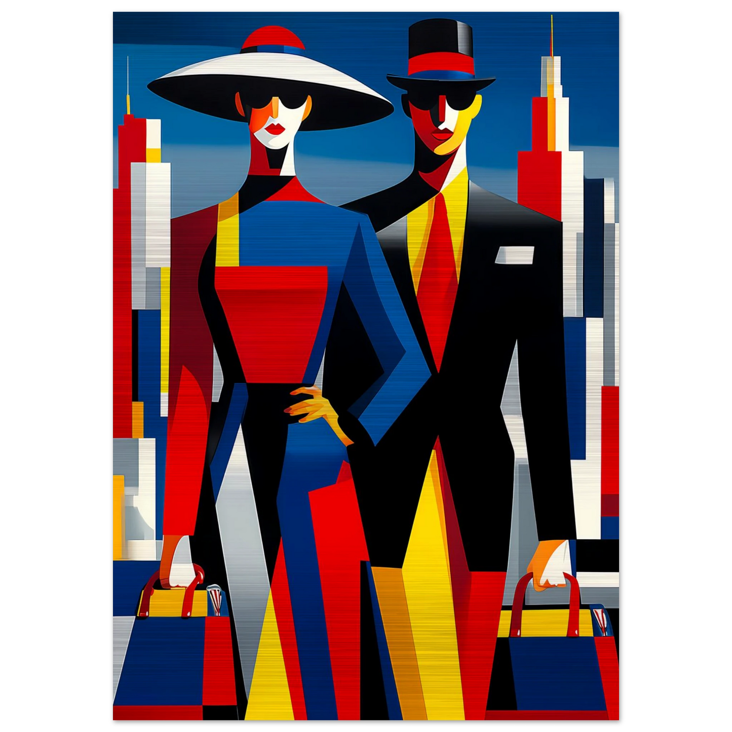 Le Couple en Ville — tableau aluminium — vue 4 — art mural STNCL