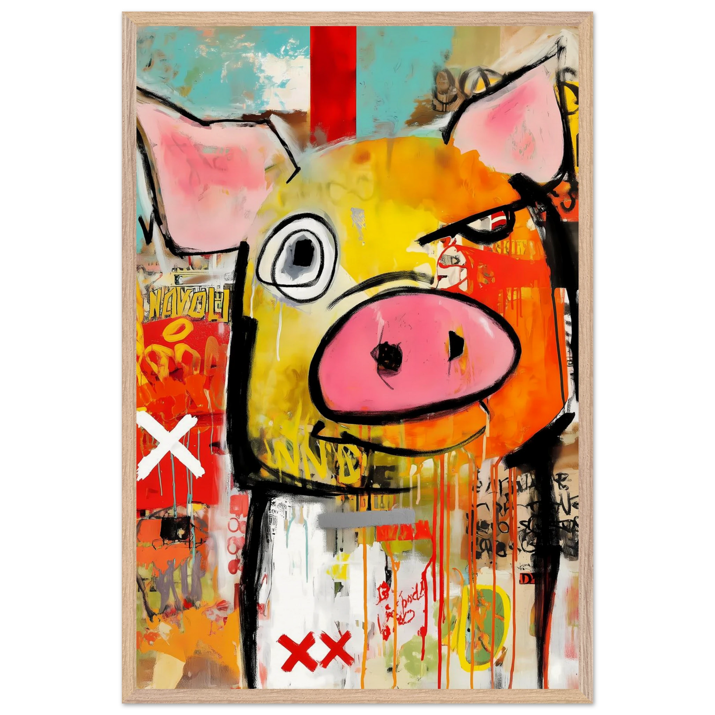 Le Cochon Bougon — tableau encadré bois — vue 14 — art mural STNCL