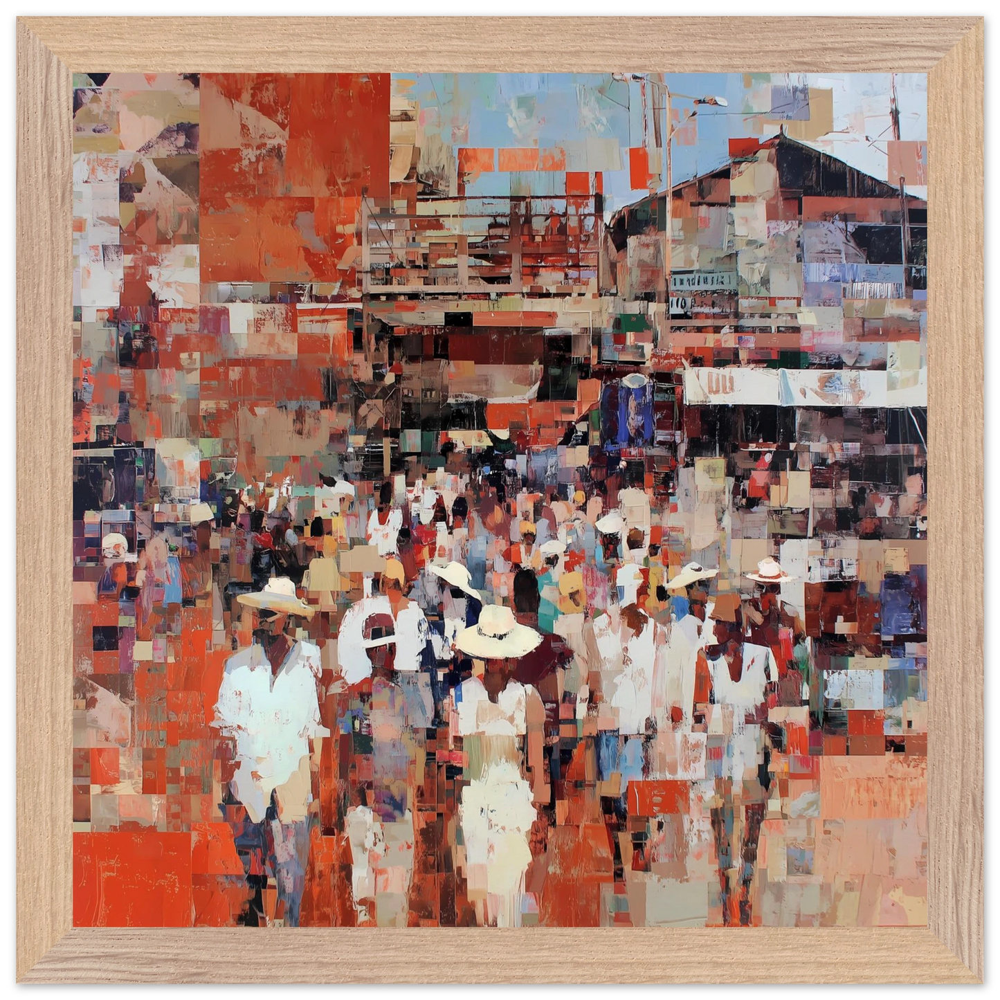Marché en Couleurs — tableau encadre bois — vue 7 — art mural STNCL