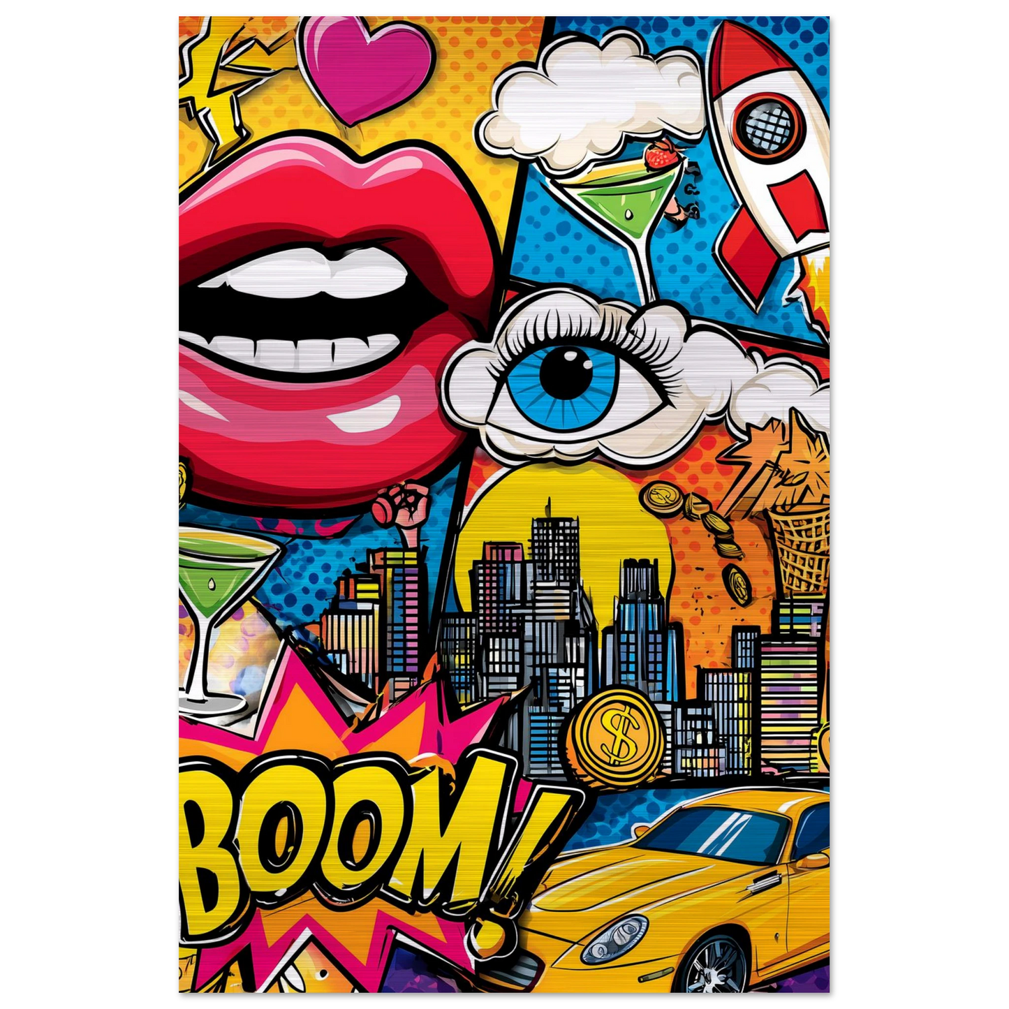 BOOM Pop Art — tableau aluminium — vue 3 — art mural STNCL