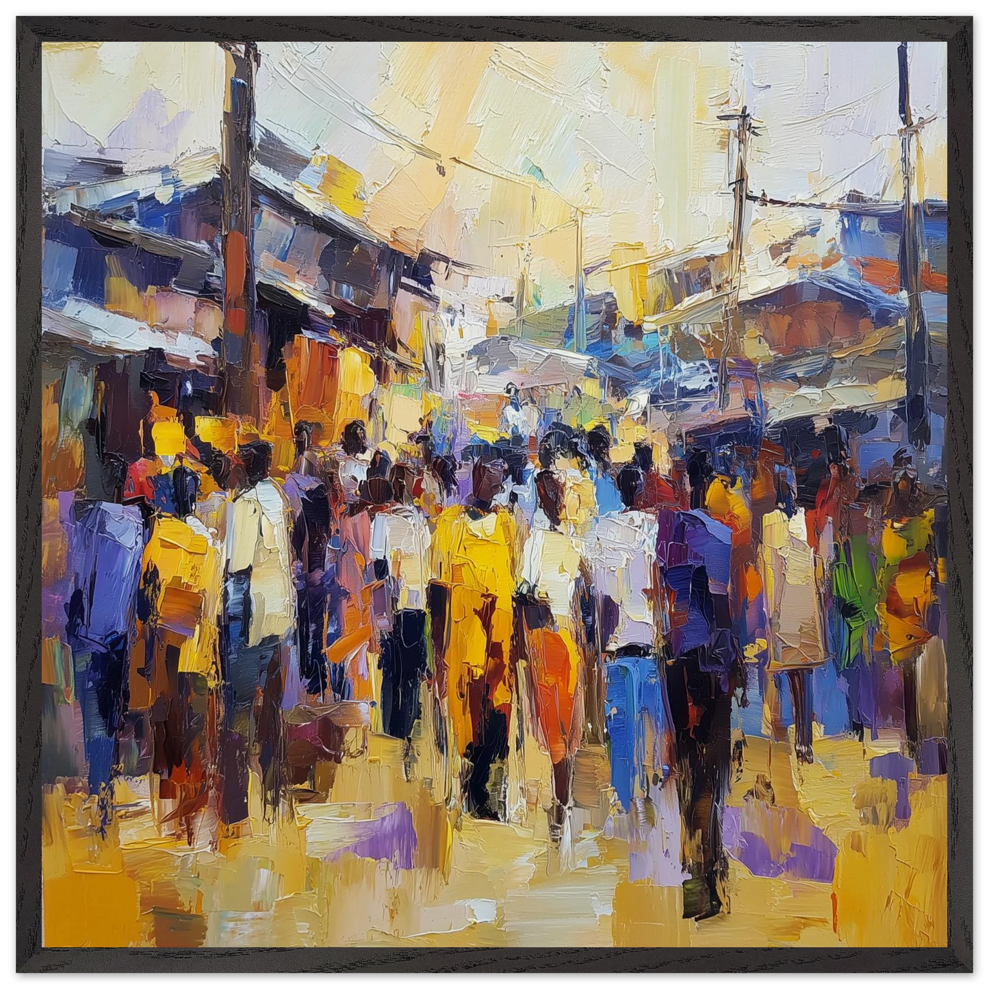 Marché Vivant sous Soleil — tableau encadré bois — art mural STNCL