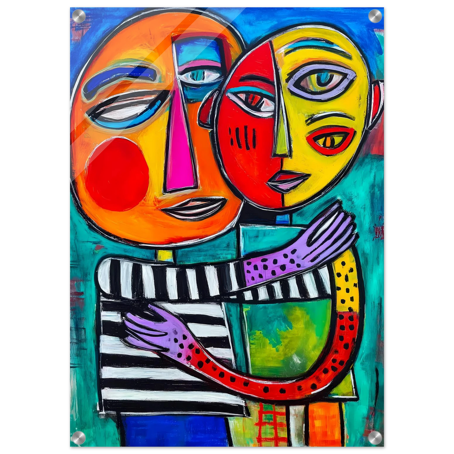 Étreinte Cubiste — tableau plexiglas — vue 2 — art mural STNCL