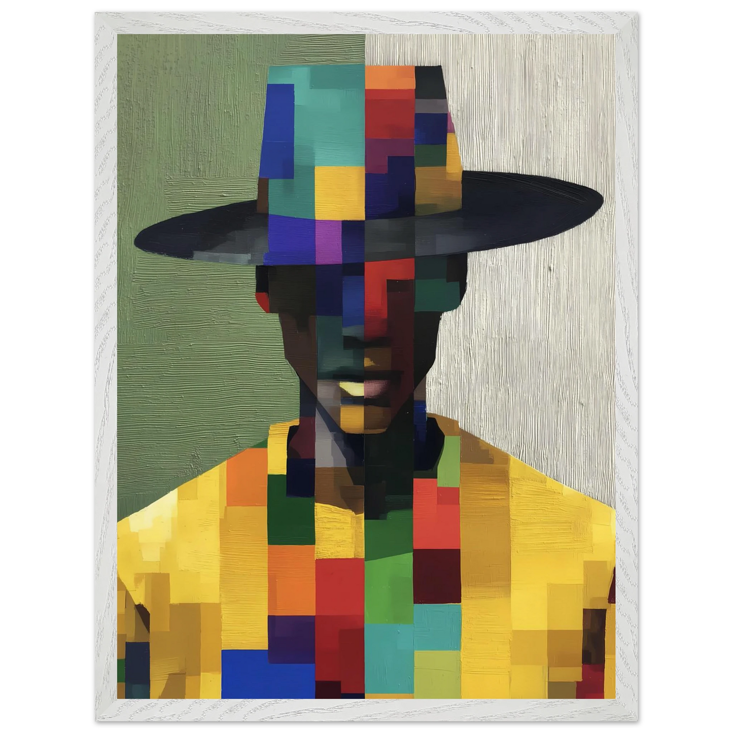 Portrait en Mosaïque — tableau encadre bois — vue 8 — art mural STNCL