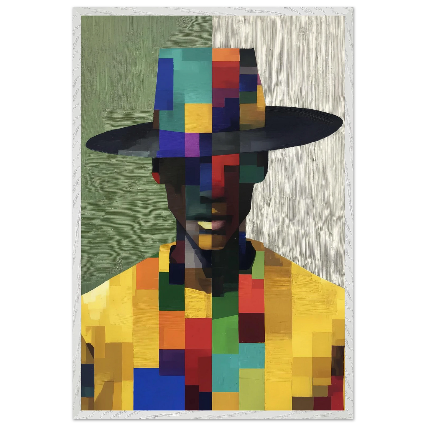 Portrait en Mosaïque — tableau encadre bois — vue 7 — art mural STNCL