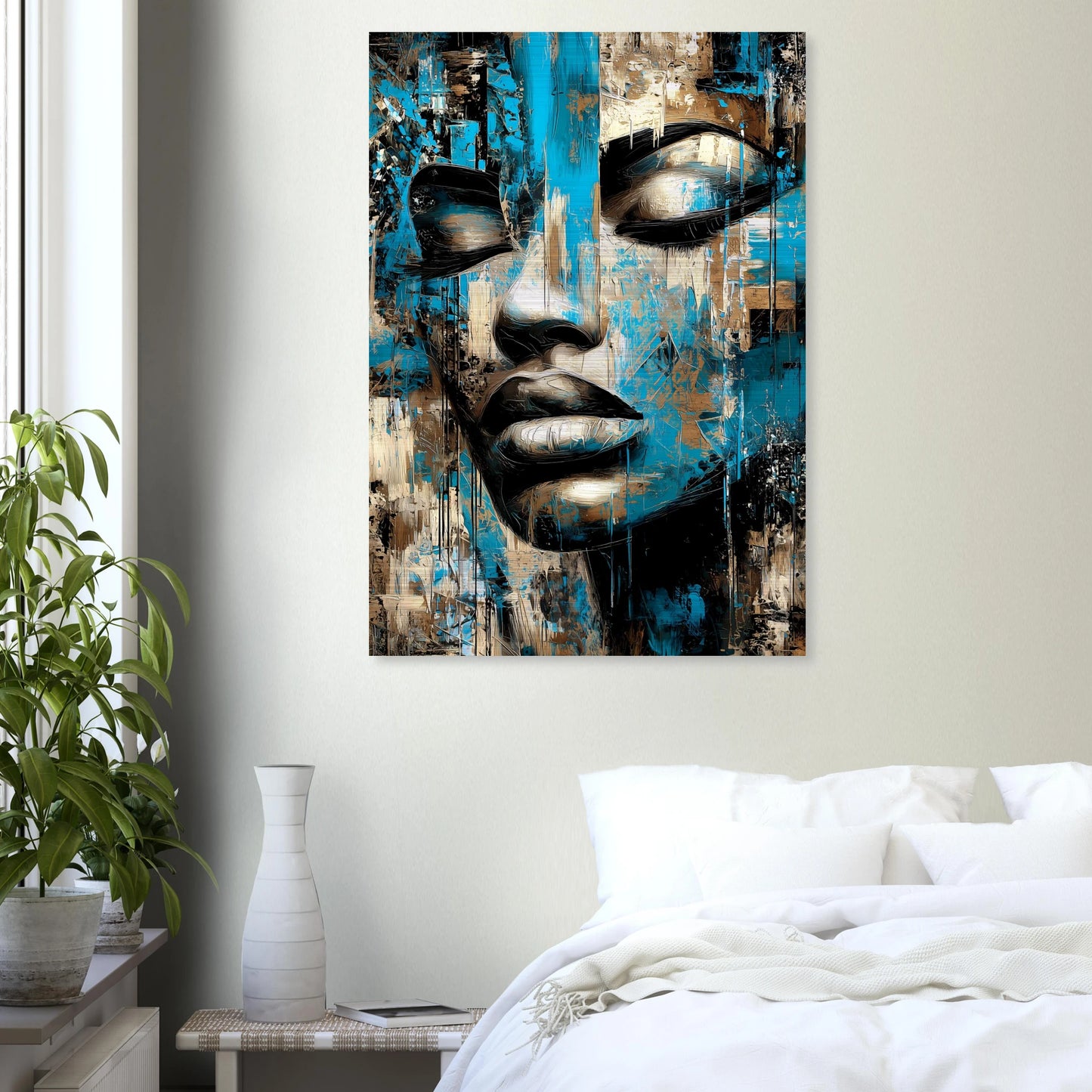 Bleu et Or — tableau aluminium — vue 7 — art mural STNCL