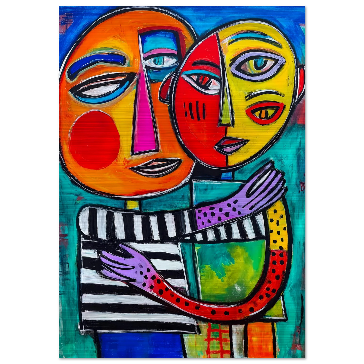 Étreinte Cubiste — tableau aluminium — art mural STNCL