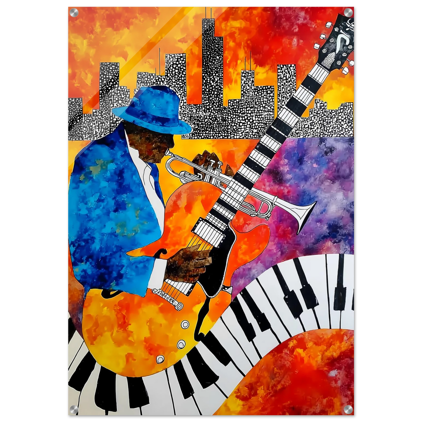 Blues en Ville — tableau plexiglas — art mural STNCL