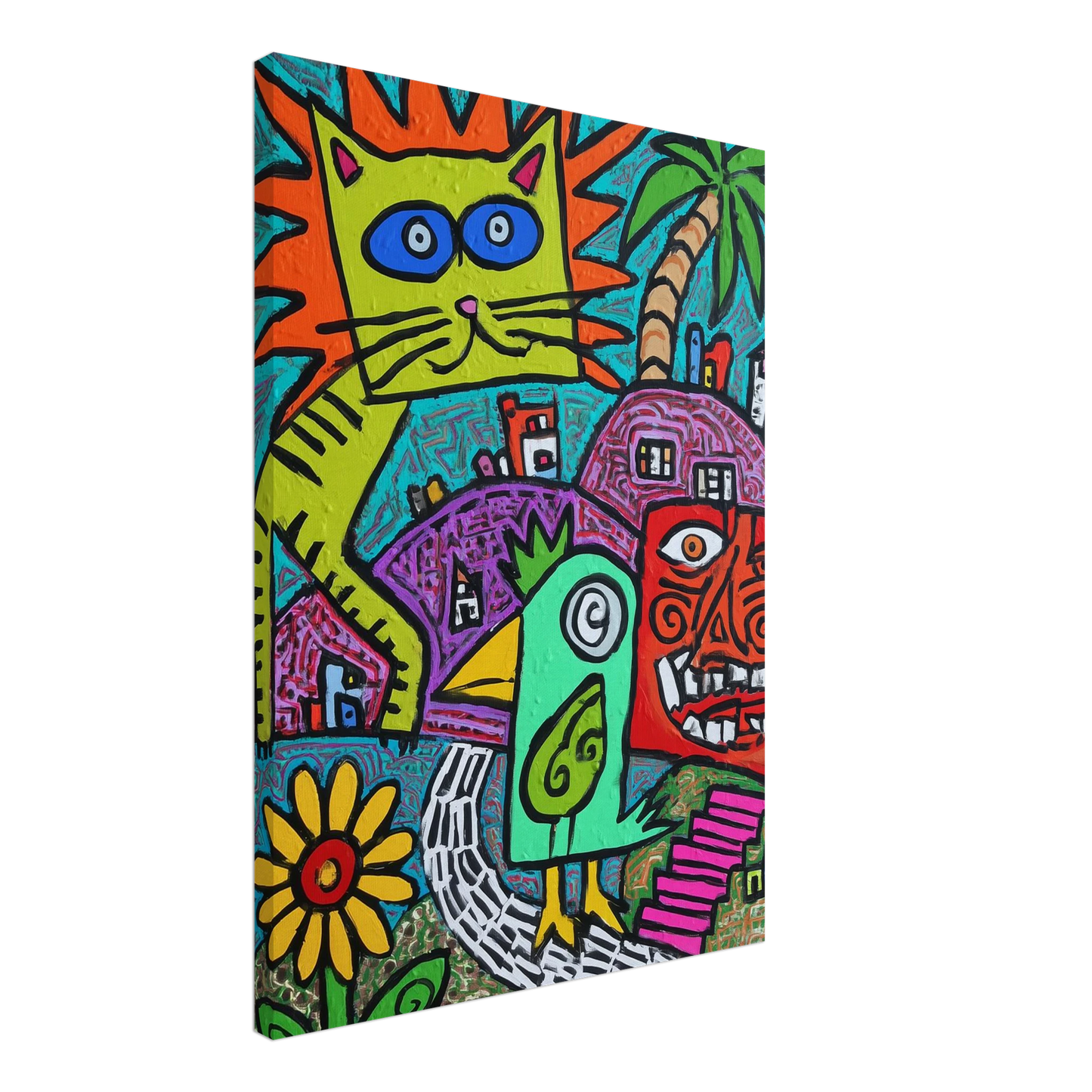 La Fête du Chat Solaire — tableau sur toile — vue 3 — art mural STNCL