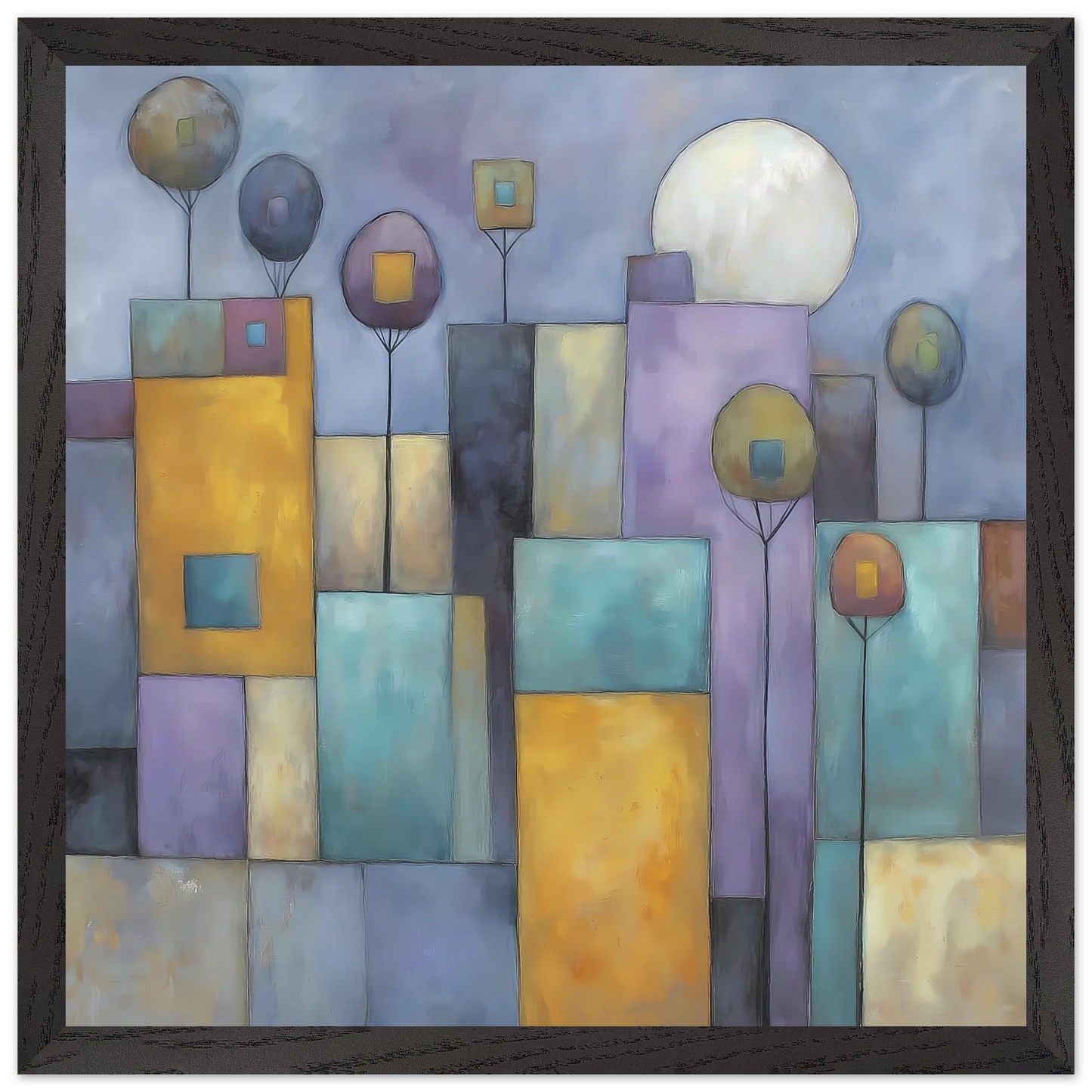 Ville sous la Lune — tableau encadré bois — vue 6 — art mural STNCL