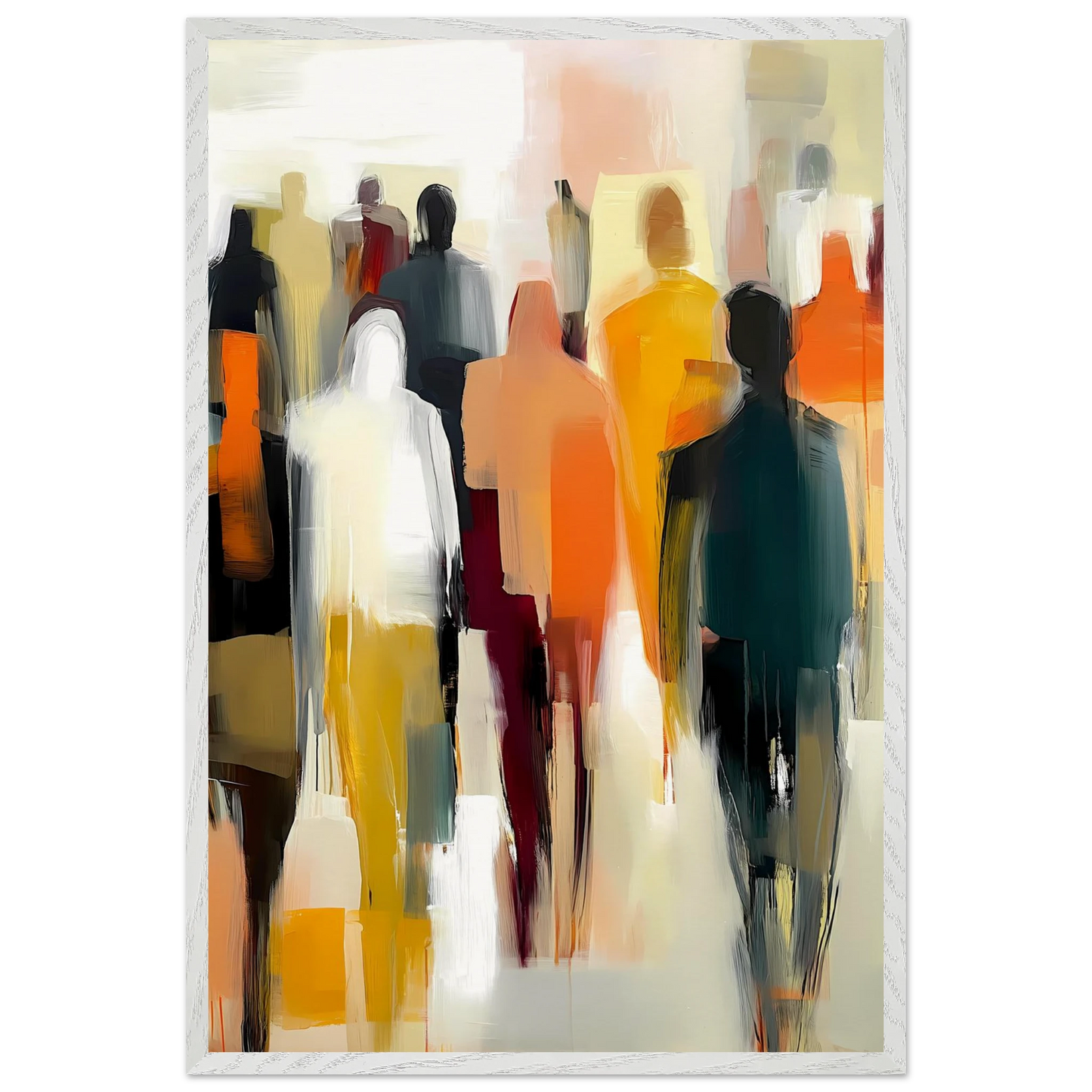 Foule Silencieuse — tableau encadré bois — vue 7 — art mural STNCL