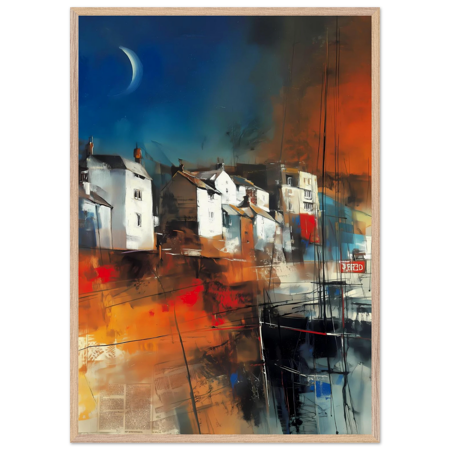 Port sous le Croissant de Lune — tableau encadré bois — vue 6 — art mural STNCL