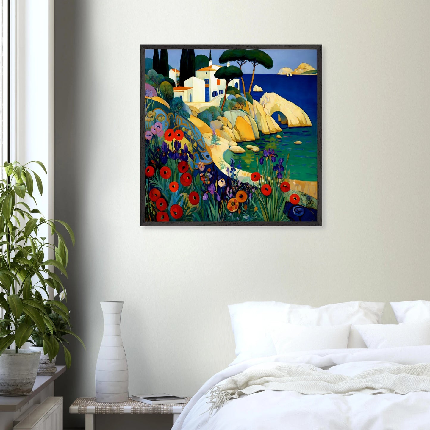 La Crique aux Coquelicots — tableau encadré bois — vue 14 — art mural STNCL