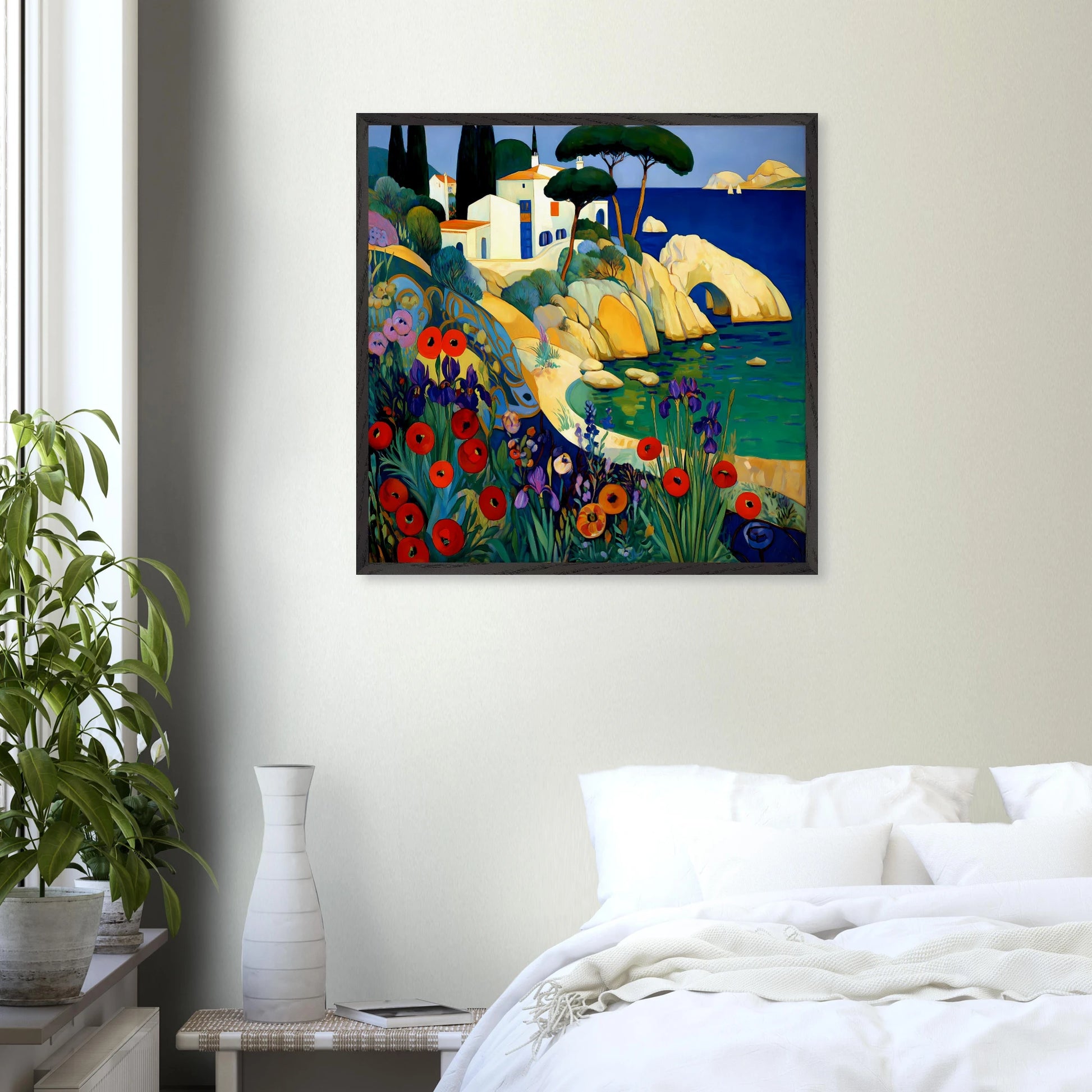 La Crique aux Coquelicots — tableau encadré bois — vue 14 — art mural STNCL