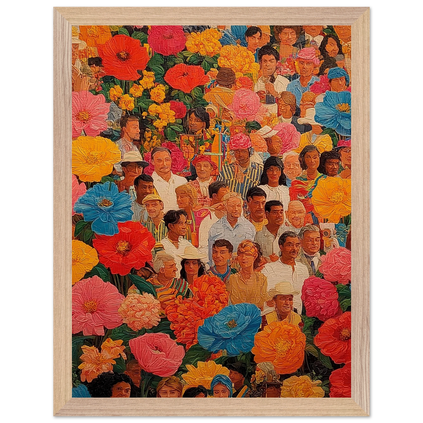 Jardin des Visages — tableau encadré bois — vue 12 — art mural STNCL