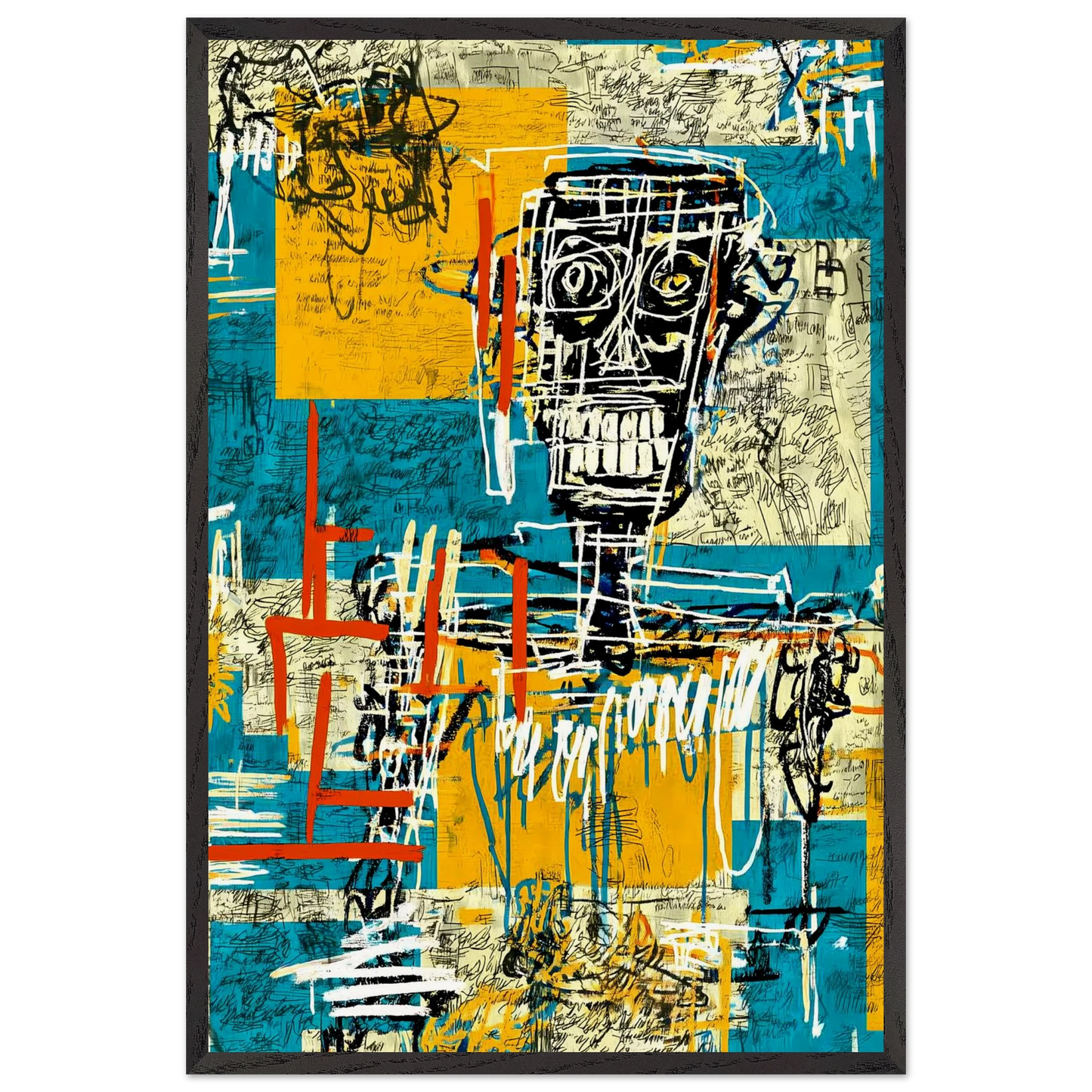 Visage Griffé — tableau encadré bois — vue 2 — art mural STNCL