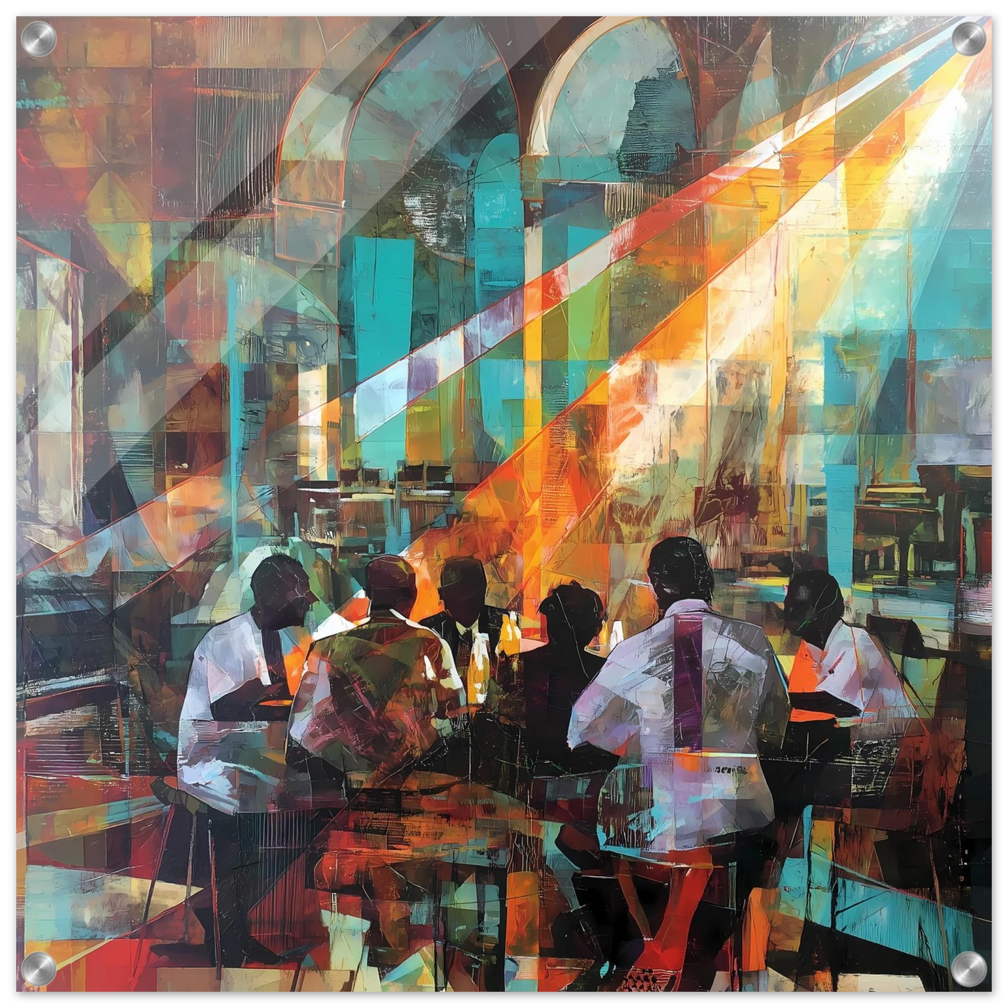 Rencontre au Café — tableau plexiglas — art mural STNCL