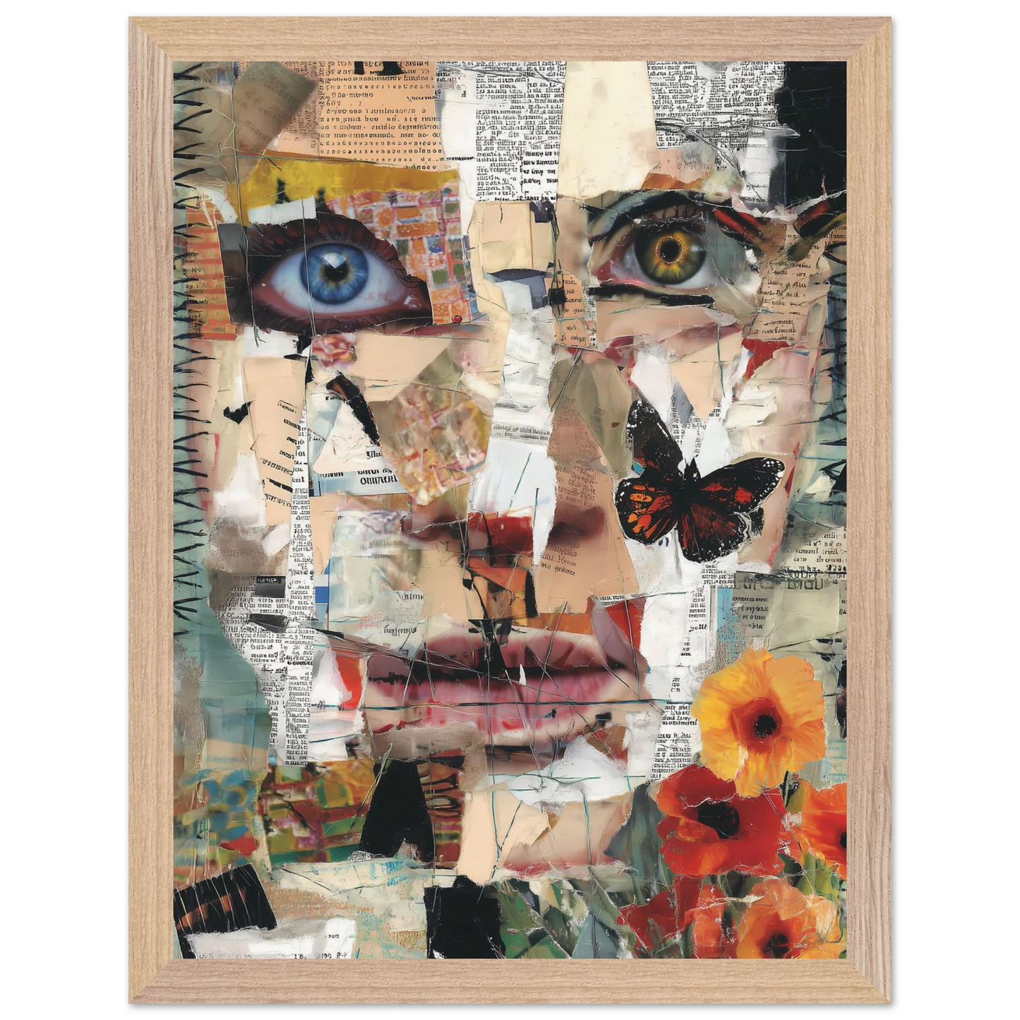 Le Visage de Papier — tableau encadré bois — vue 12 — art mural STNCL
