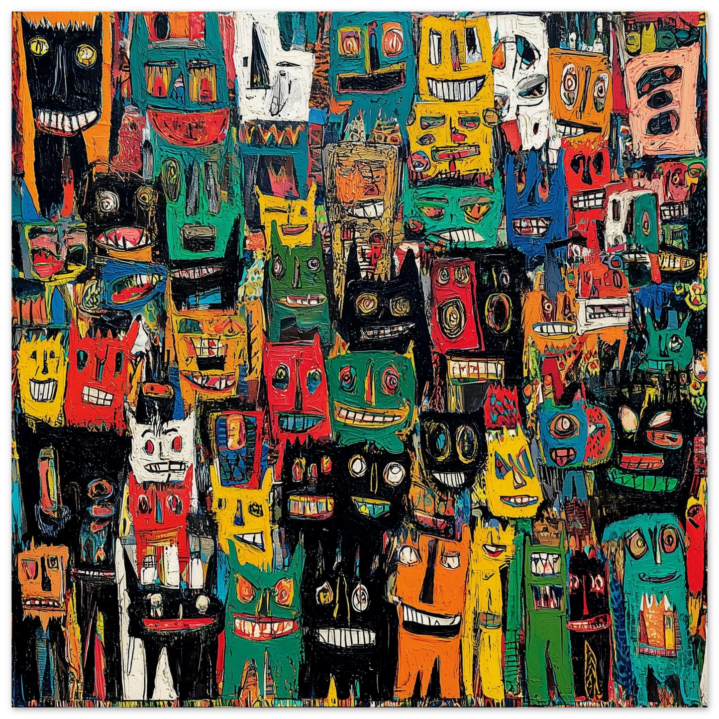 Foule de Masques Expressifs — affiche d'art — art mural STNCL