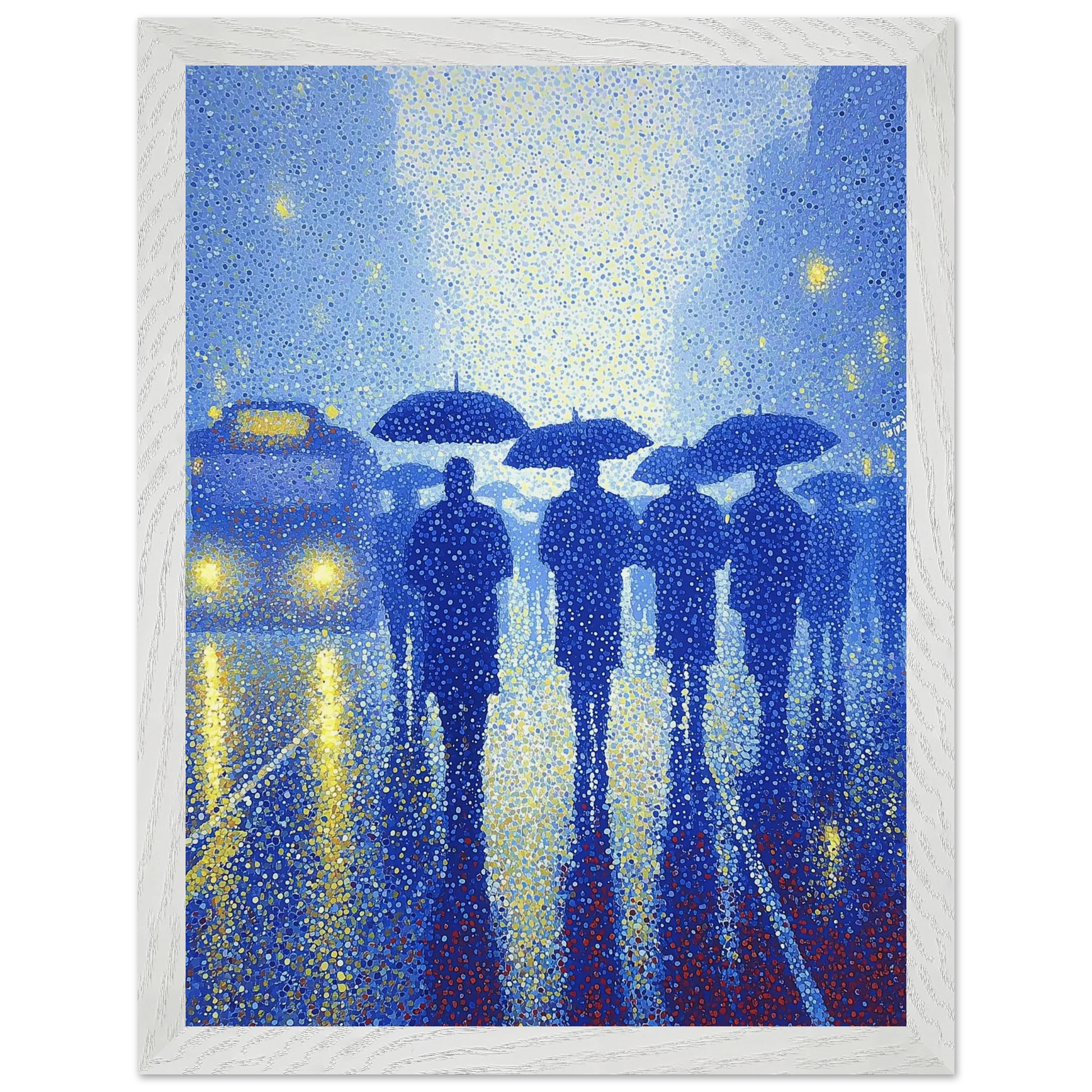 Pluie de Néon Bleu — tableau encadré bois — vue 10 — art mural STNCL