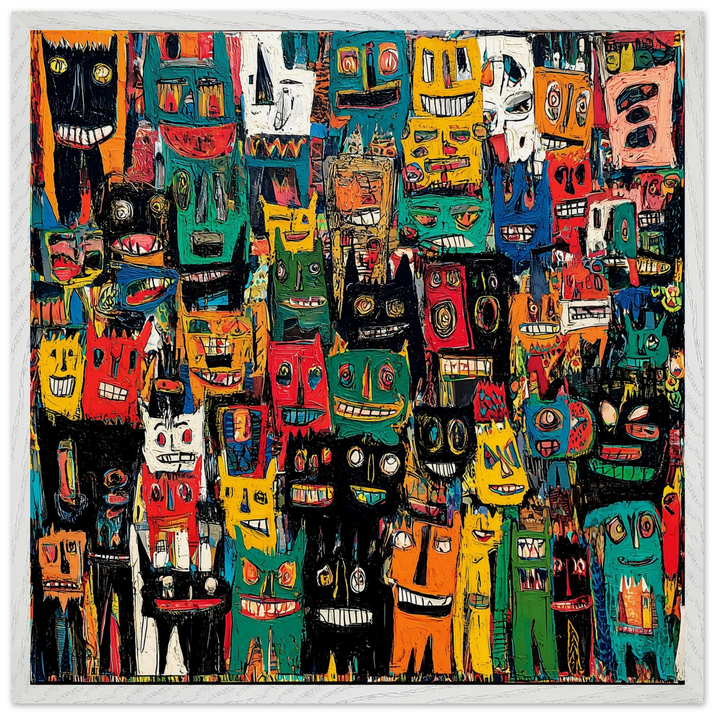 Assemblée de Masques — tableau encadré bois — vue 5 — art mural STNCL