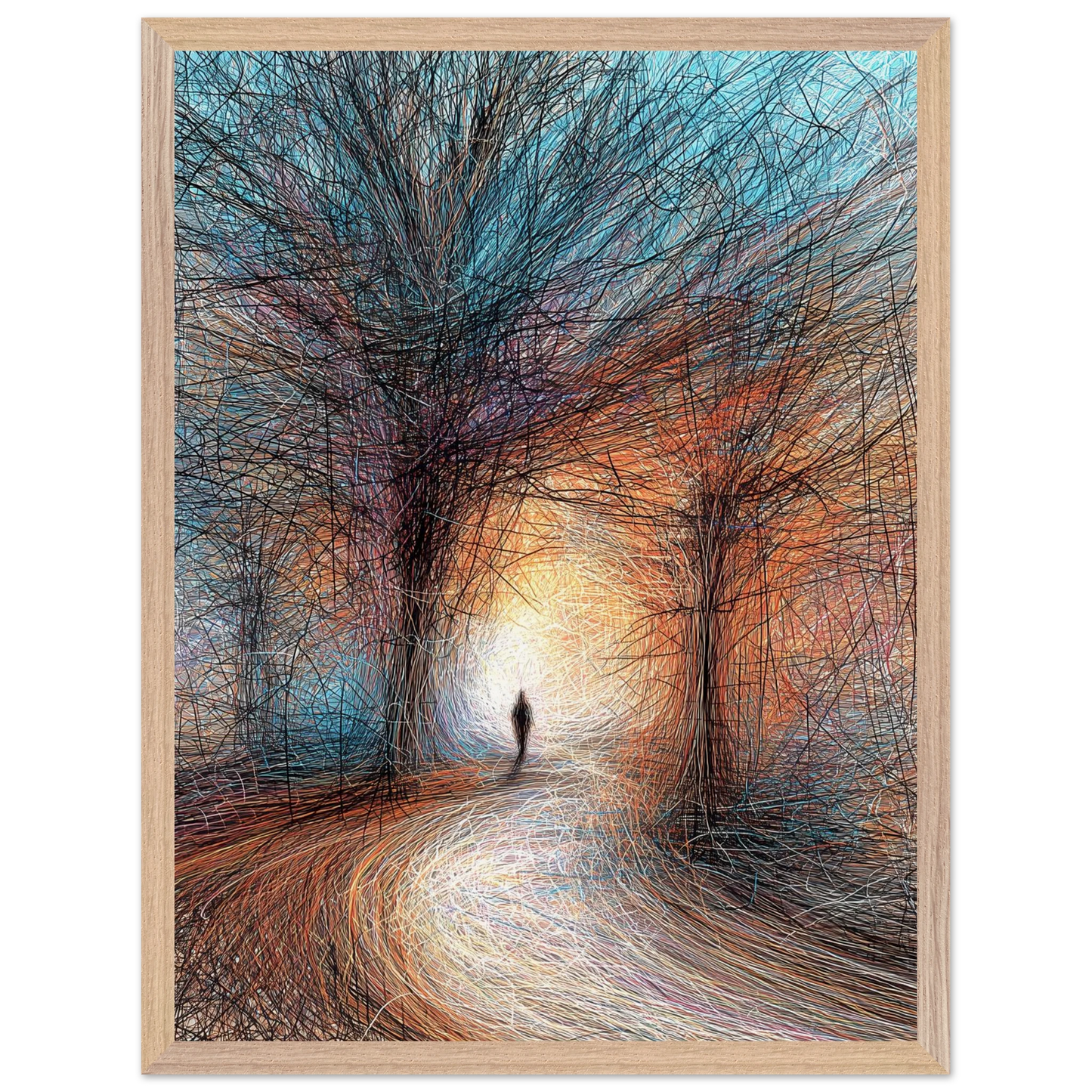 Vers la Clarté — tableau encadré bois — vue 3 — art mural STNCL