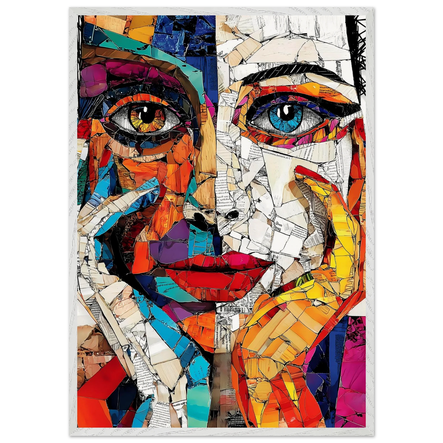Visages Déchirés — tableau encadre bois — vue 5 — art mural STNCL